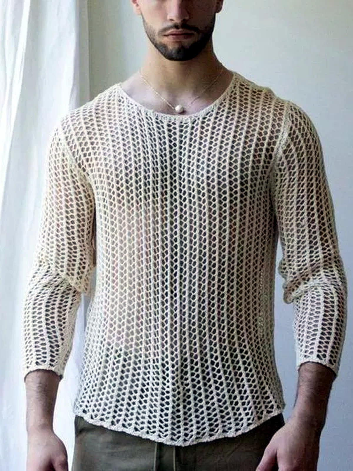 Men's Quick-Dry Henley Short Sleeve T-Shirt in White - product view