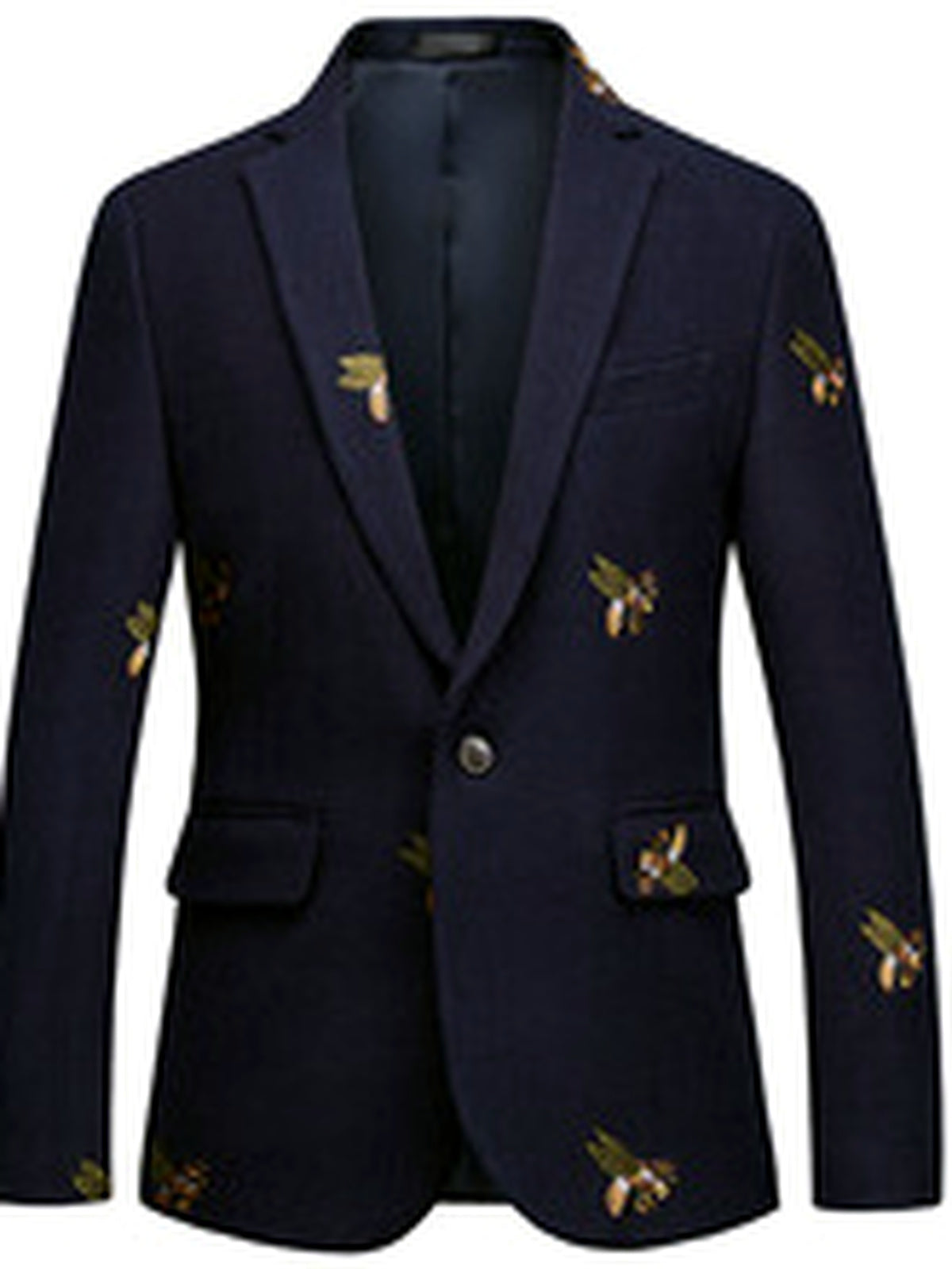Men's Straight Fit Long Sleeve Blazer for Everyday Smart-Casual Wear in Navy - product view