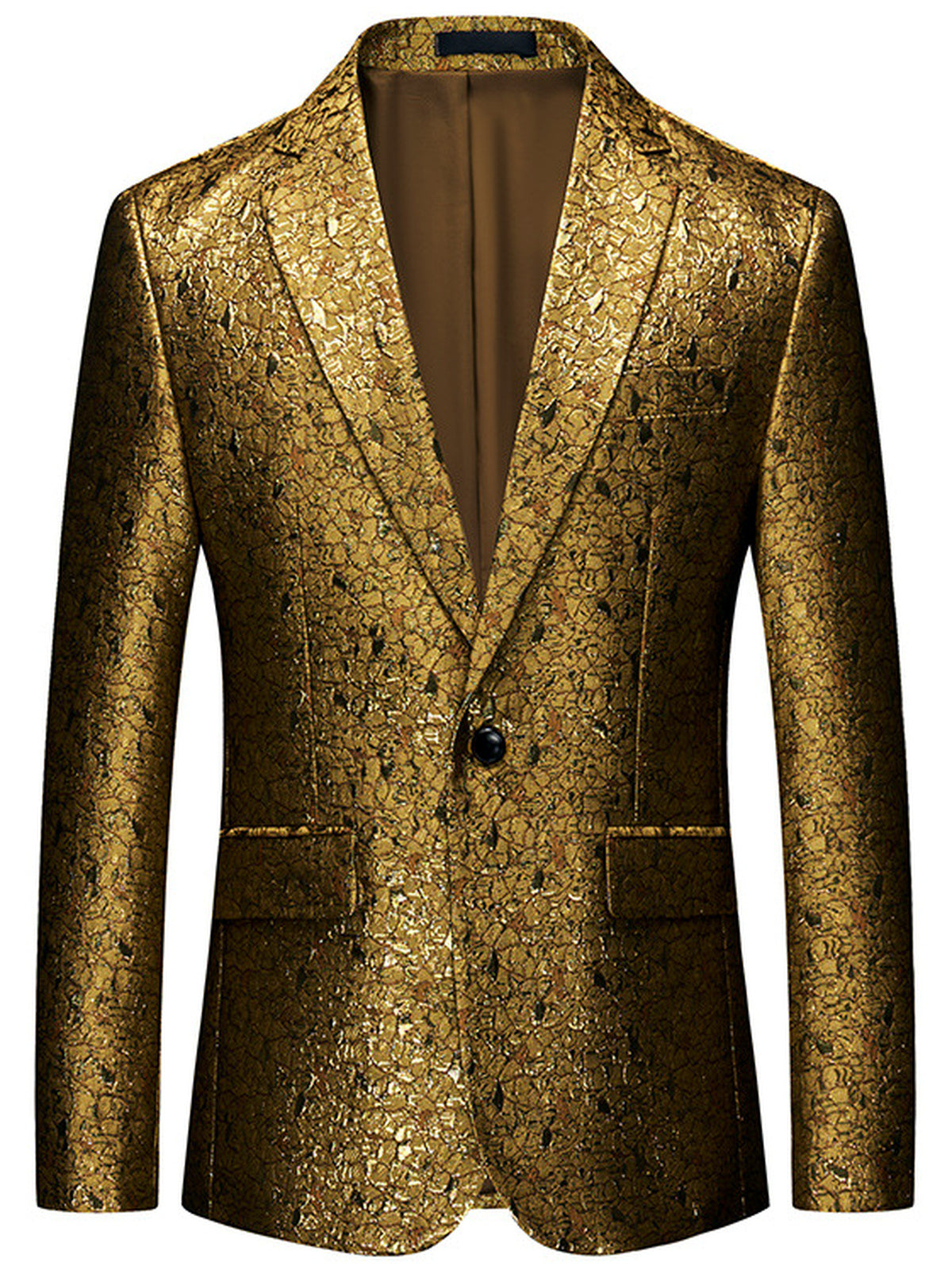 Men's Slim Fit Long Sleeve Blazer for Everyday Smart-Casual Wear in Gold - product view
