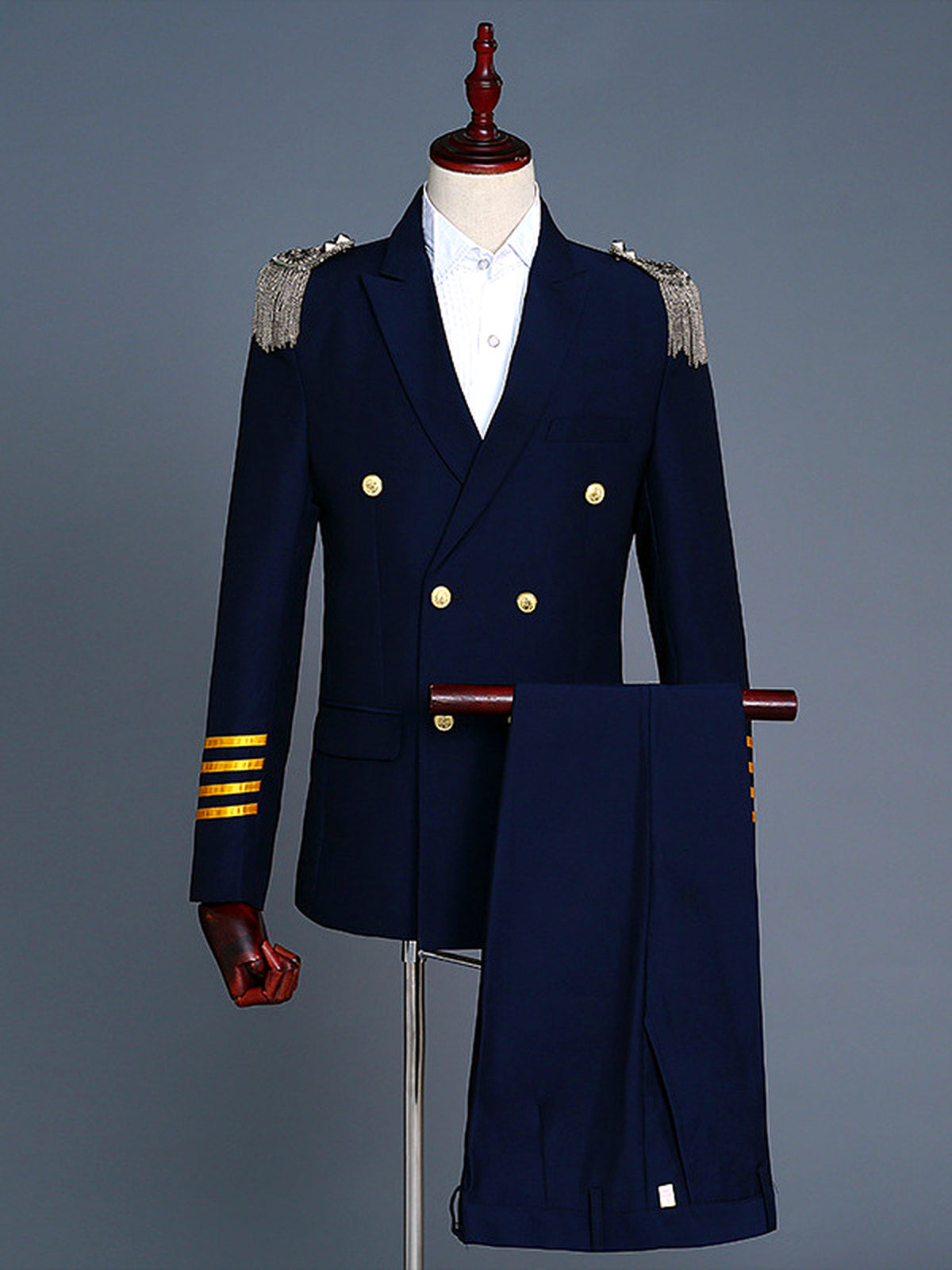 Men's Lightweight Business Blazer and Pants Set Casual Suit Outfit in Navy - product view