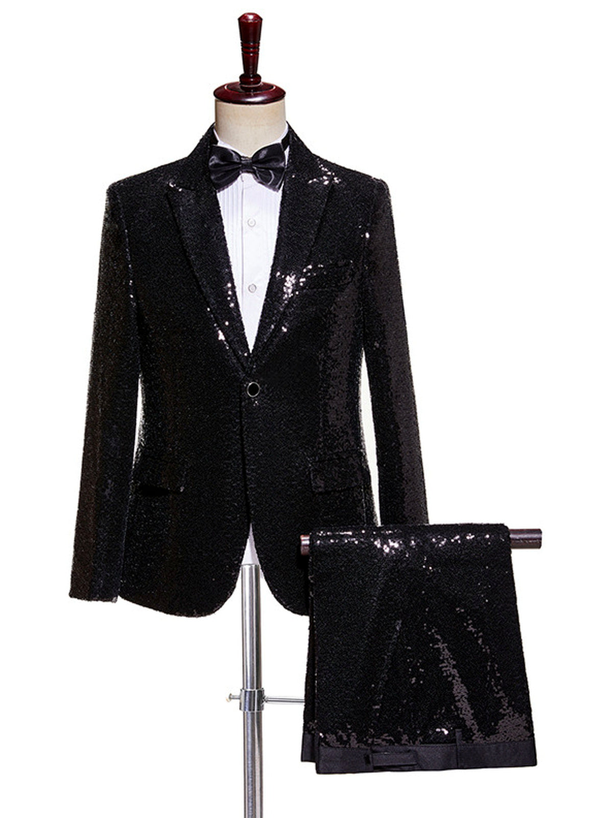 Men's Lightweight Business Blazer and Pants Set Casual Suit Outfit in Black - product view