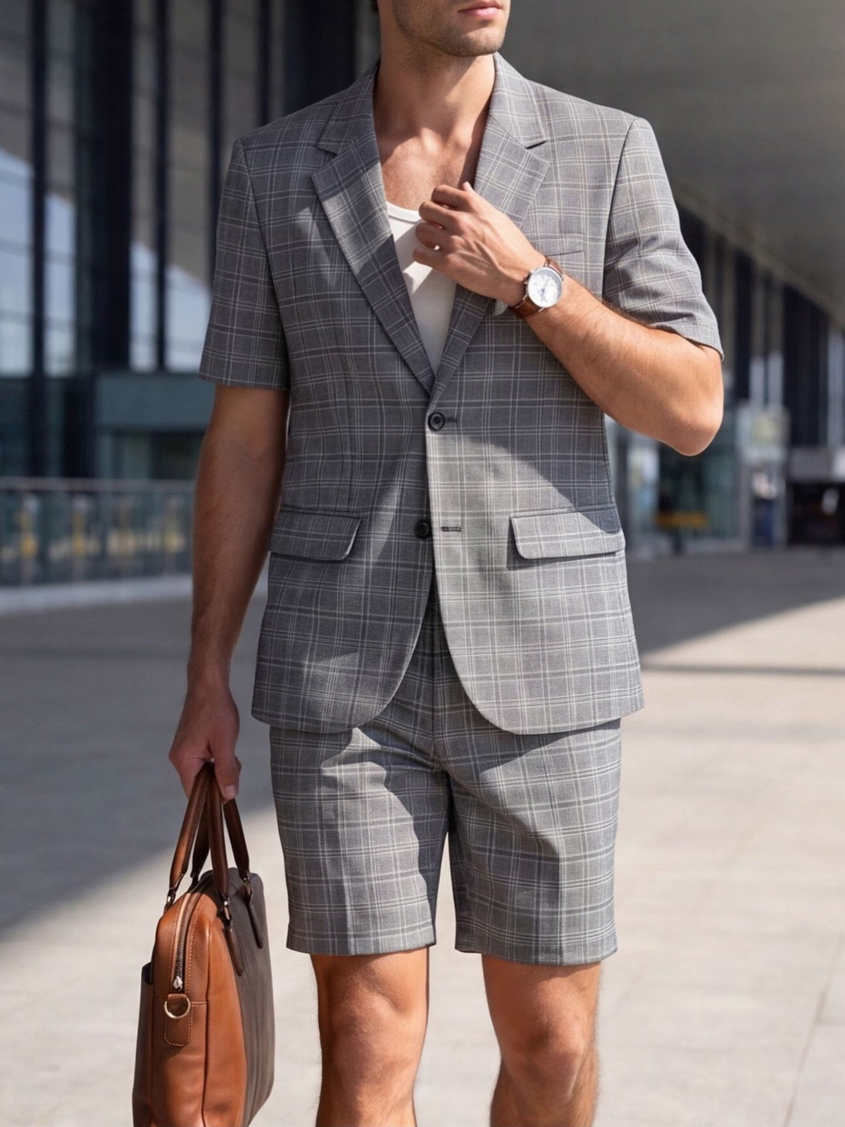 Men's Lightweight Business Blazer and Pants Set Casual Summer Suit Outfit
