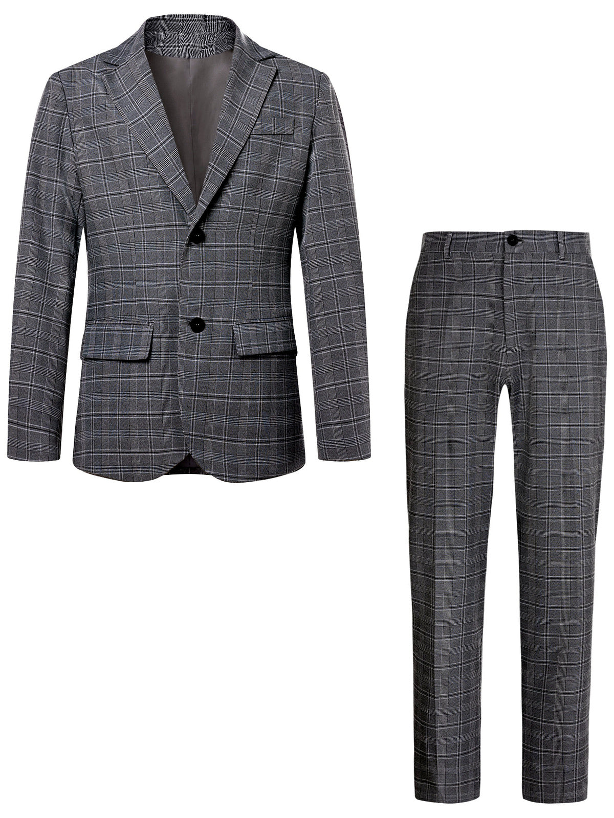 Men's Jacquard Blazer Suit Jacket One Button Party Banquet Formal Outfit in Gray - product view