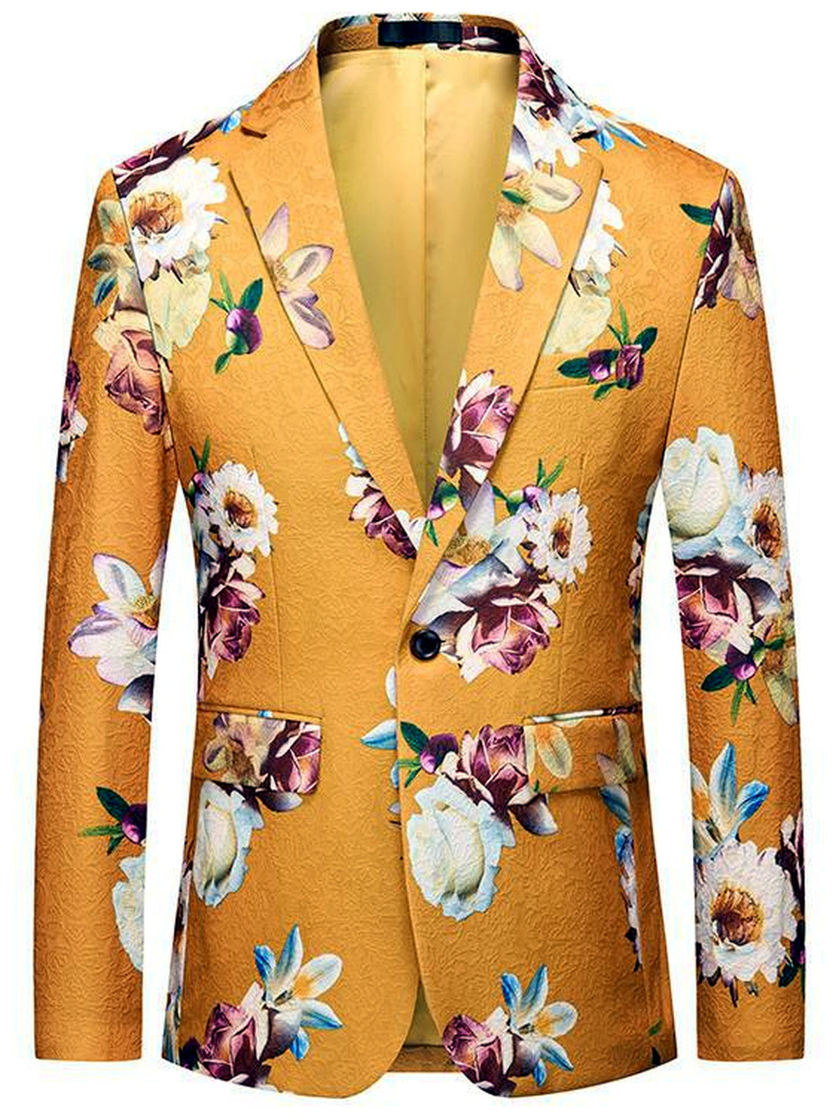 Men's Jacquard Blazer Suit Jacket One Button Party Banquet Formal Outfit in Multicolor - product view