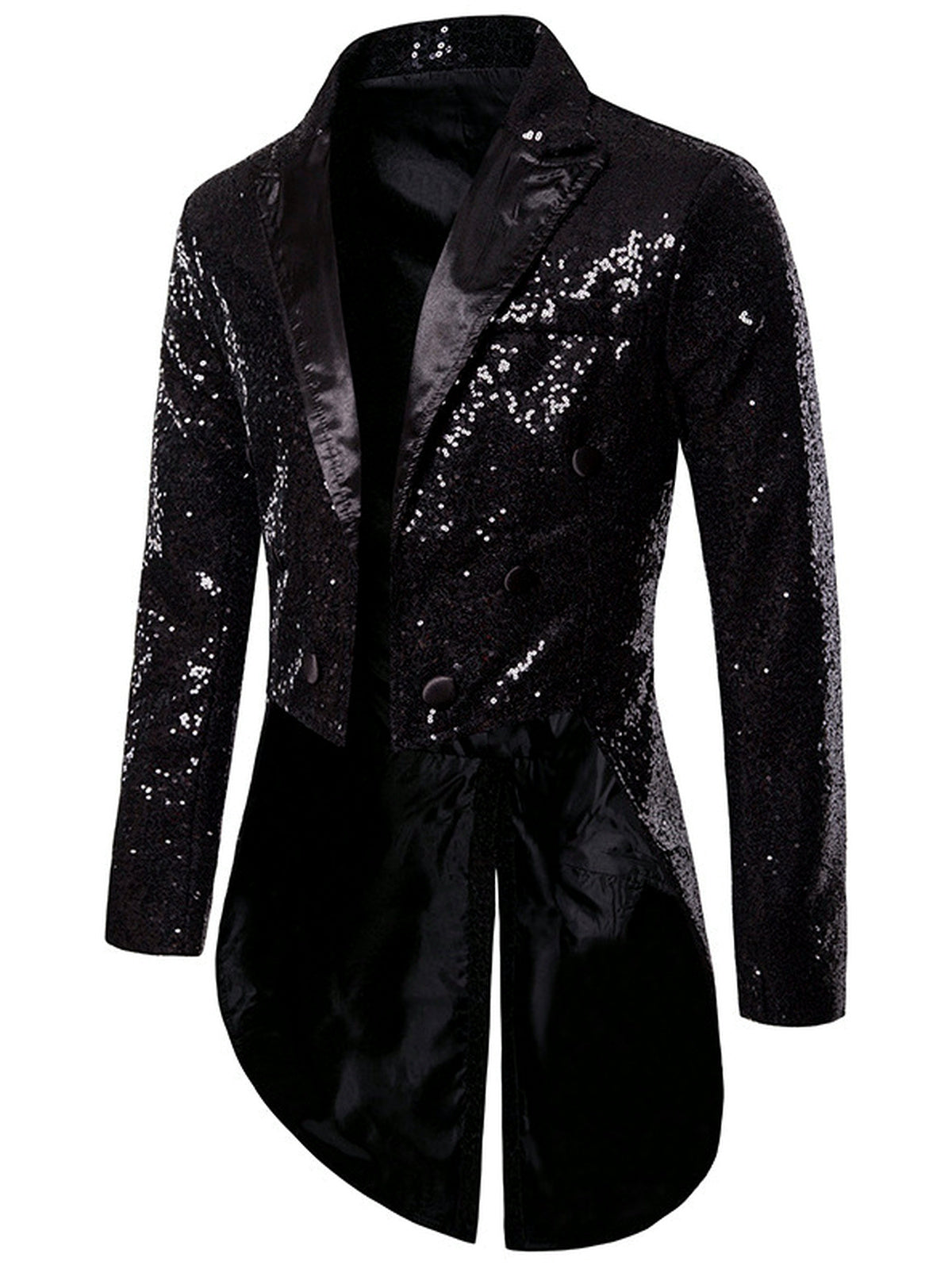 Men's Jacquard Blazer Suit Jacket One Button Party Banquet Formal Outfit in Black - product view