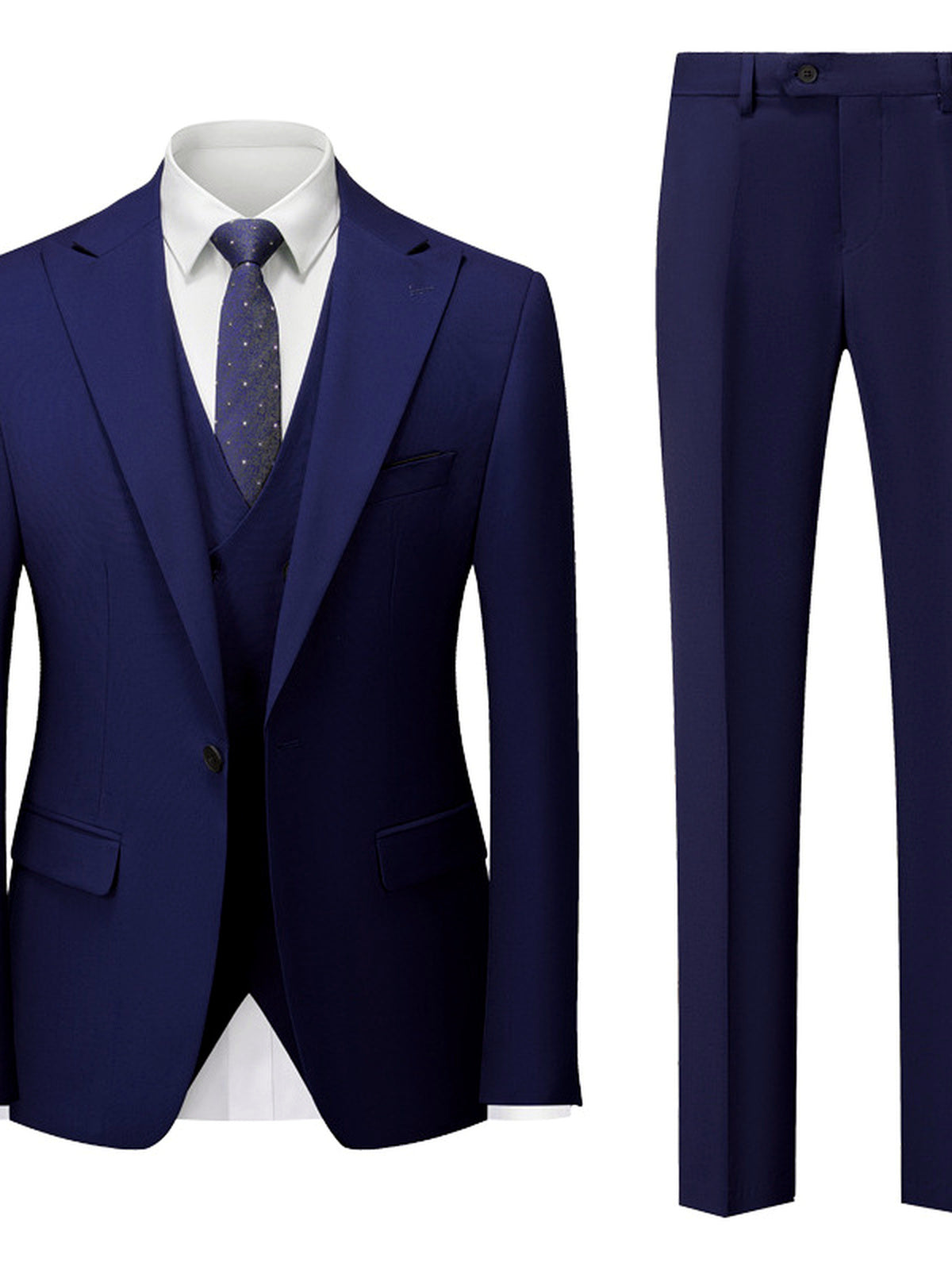 Men's Lightweight Business Blazer and Pants Set Casual Suit Outfit in Navy - product view