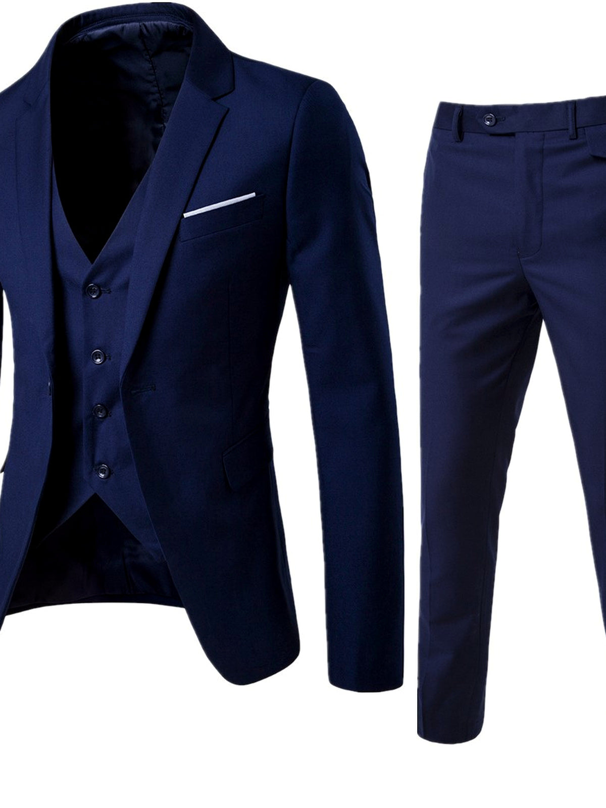 Men's Lightweight Business Blazer and Pants Set Casual Suit Outfit in Navy - product view