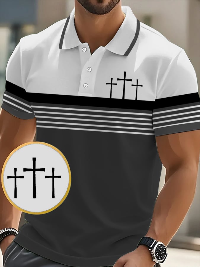 Men's Retro Faith Casual Printed Polo Shirt