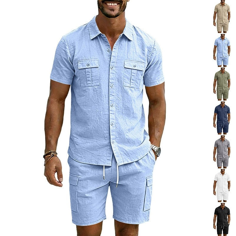 Men's Lyocell Cotton Casual Bermuda Shorts Elastic Waist Summer Shorts product image