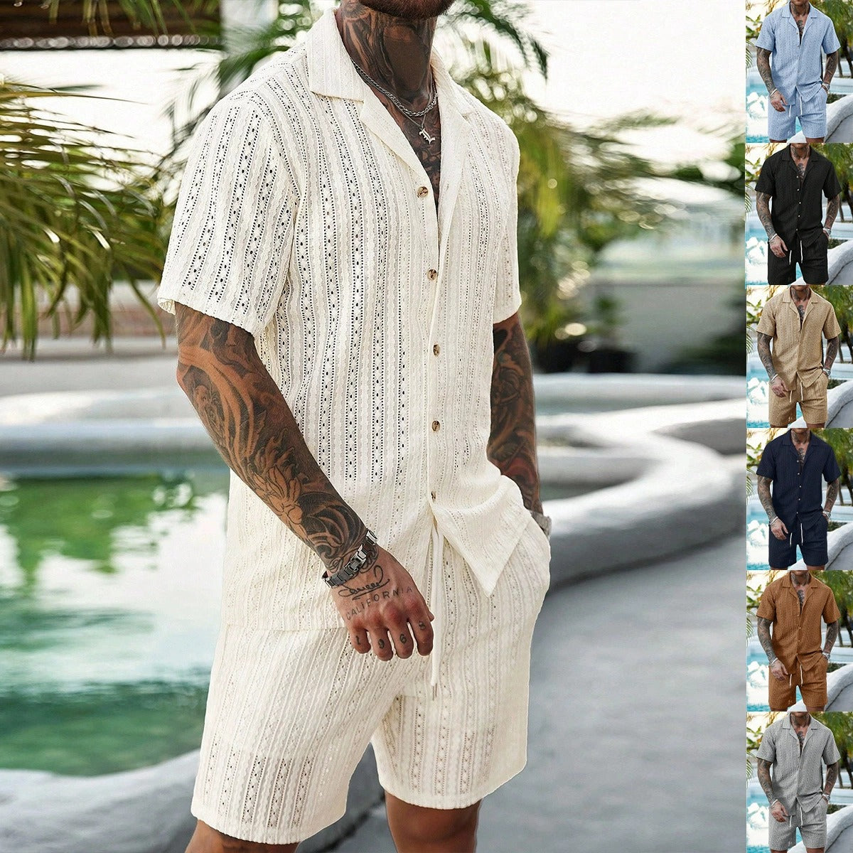 Men's Lyocell Cotton Casual Bermuda Shorts Elastic Waist Summer Shorts product image