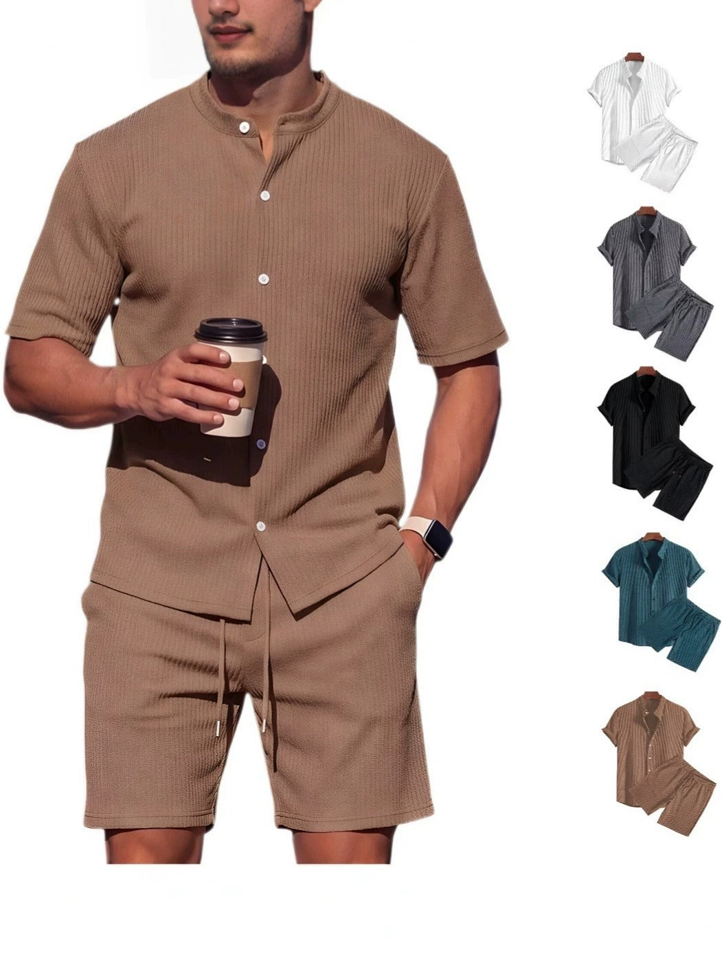 Men's Lyocell Cotton Casual Bermuda Shorts Elastic Waist Summer Shorts product image