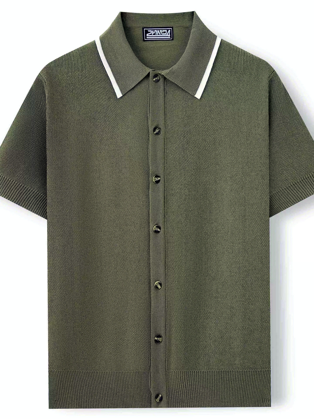 Men's Jacquard Knit Short Sleeve Polo Shirt Business Casual Summer Top - product detail view 1