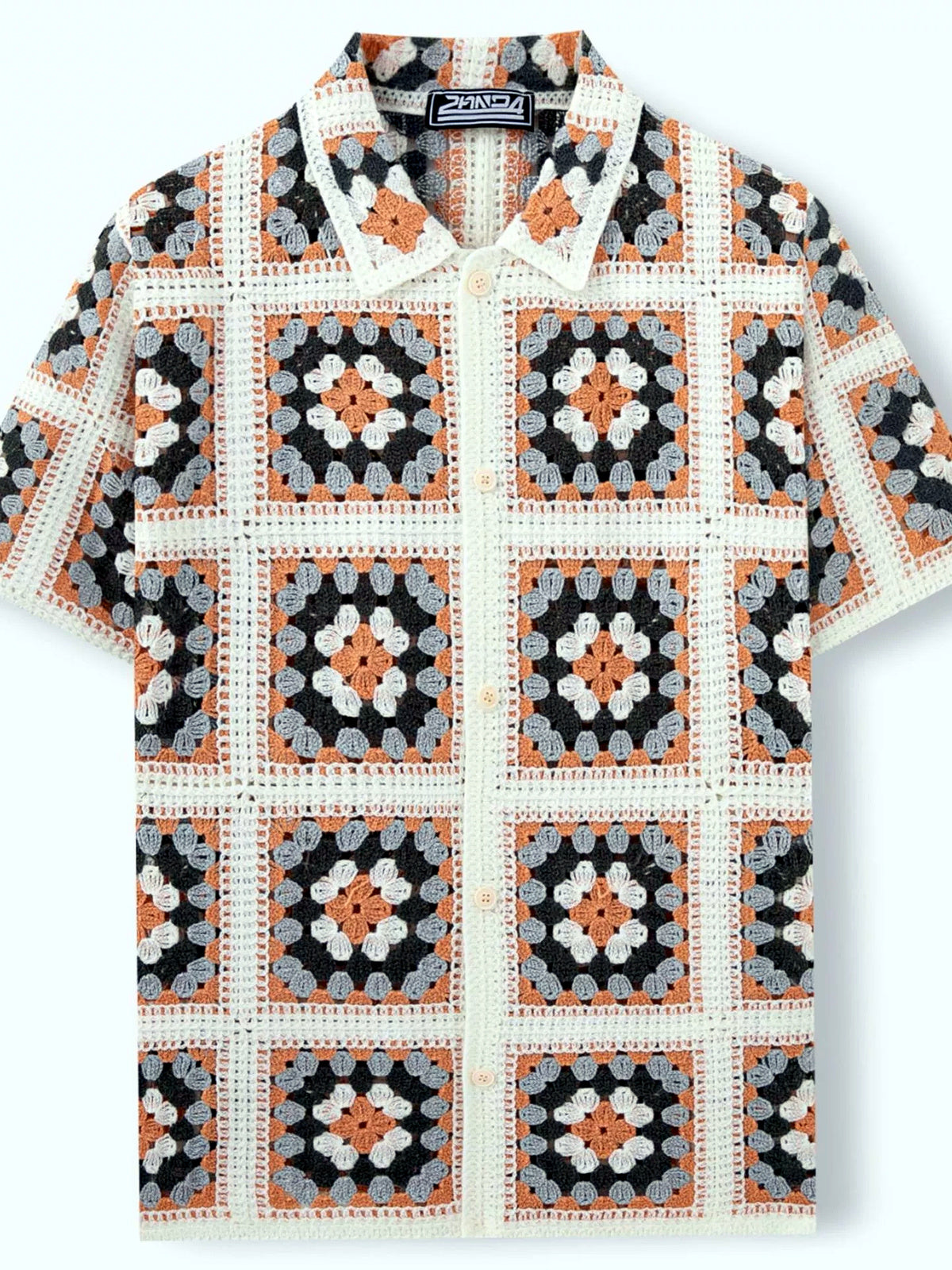 Men's Jacquard Knit Short Sleeve Polo Shirt Business Casual Summer Top - product detail view 1