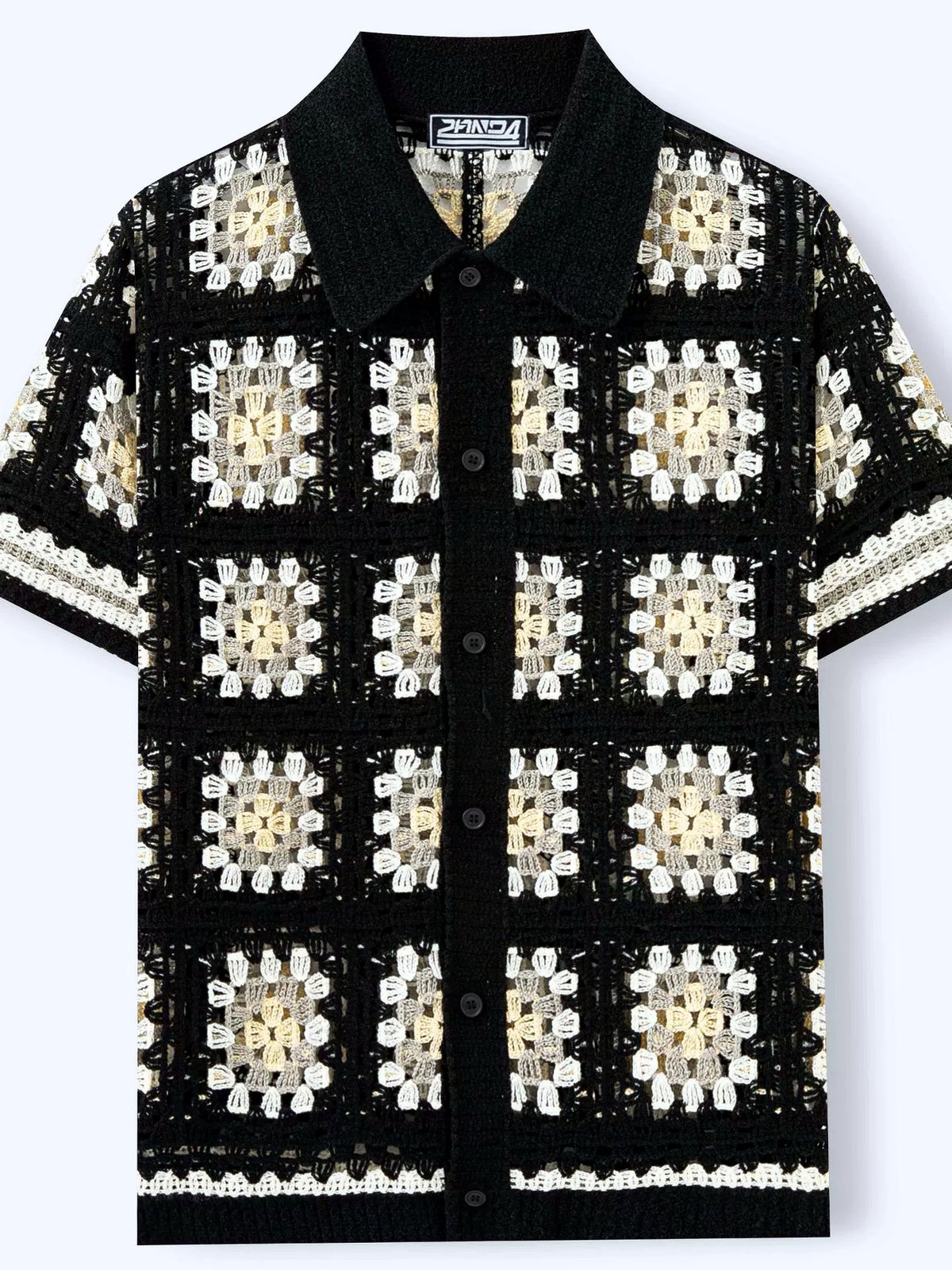 Men's Jacquard Knit Short Sleeve Polo Shirt Business Casual Summer Top - product detail view 1