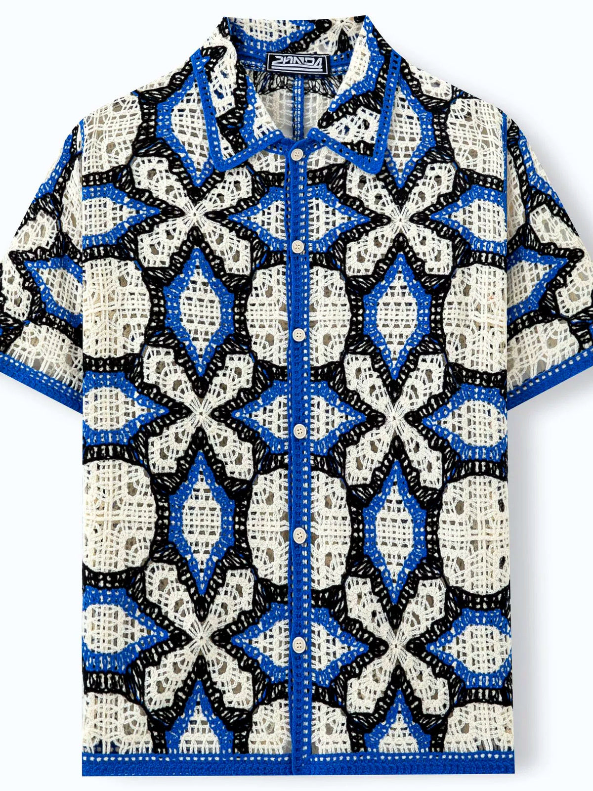 Men's Jacquard Knit Short Sleeve Polo Shirt Business Casual Summer Top - product detail view 1