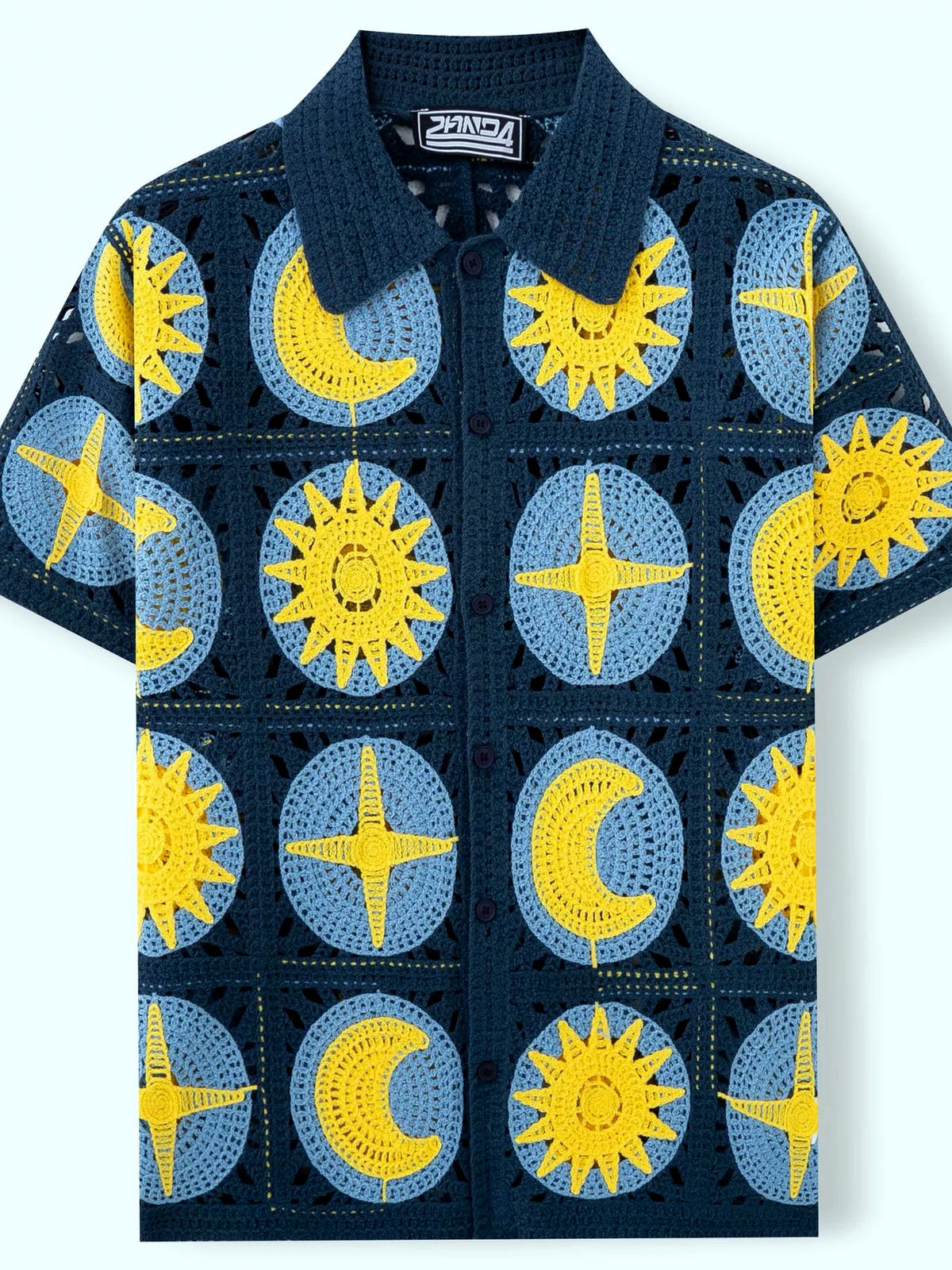 Men's Jacquard Knit Short Sleeve Polo Shirt Business Casual Summer Top - product detail view 1