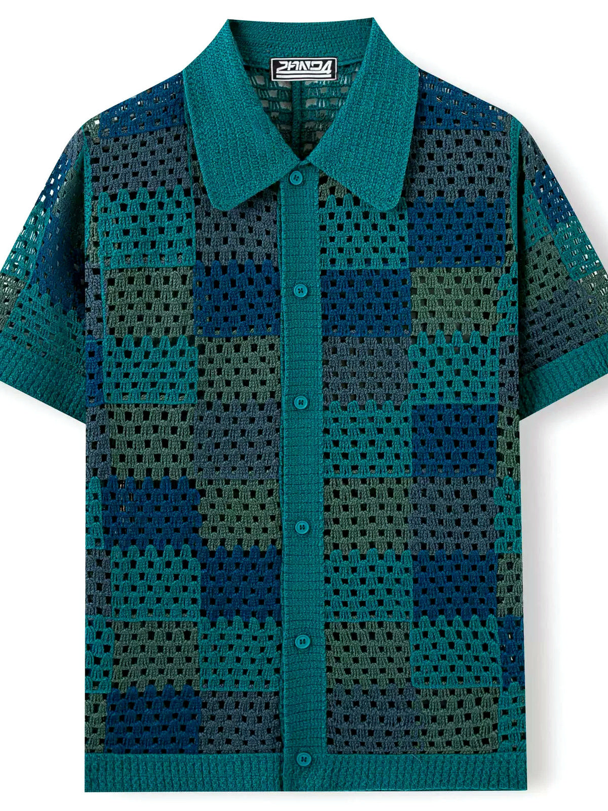 Men's Jacquard Knit Short Sleeve Polo Shirt Business Casual Summer Top - product detail view 1
