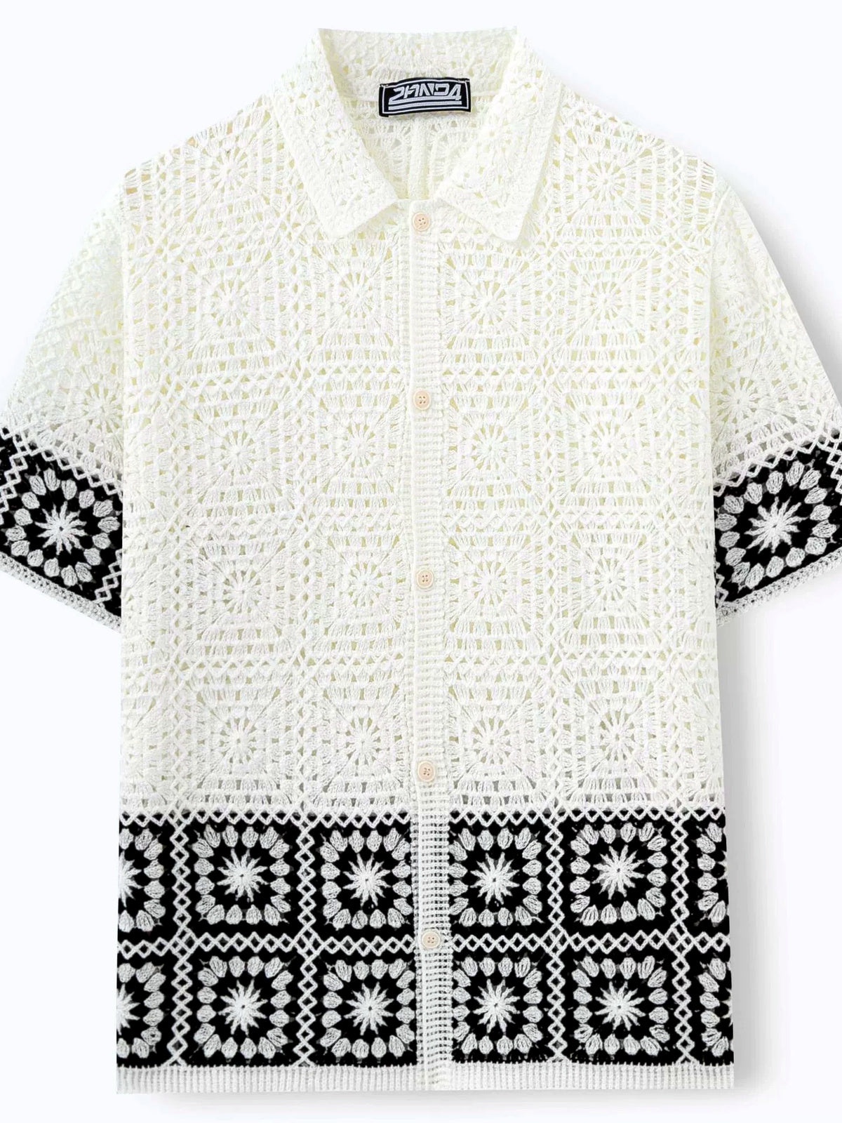 Men's Jacquard Knit Short Sleeve Polo Shirt Business Casual Summer Top - product detail view 1