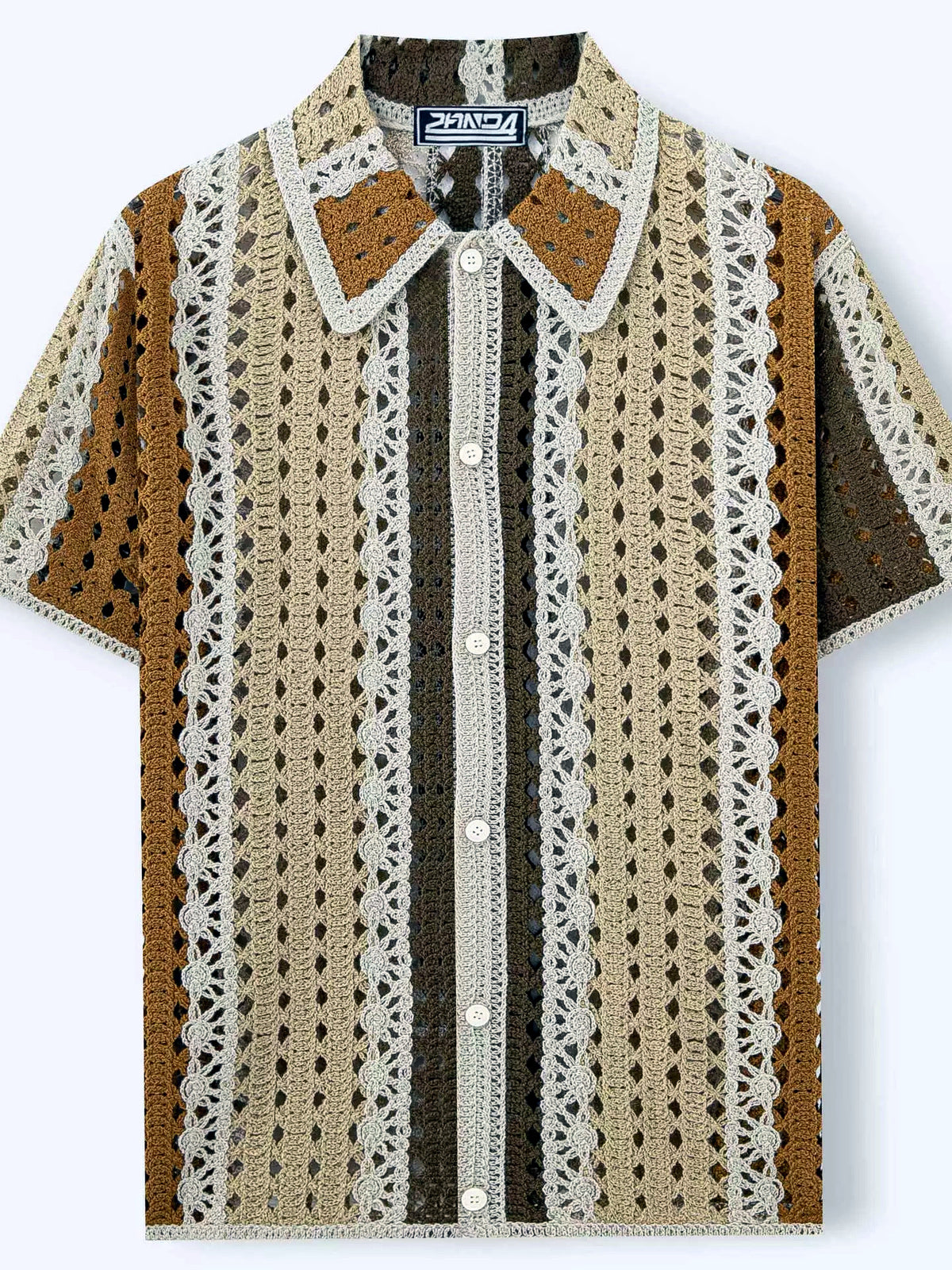 Men's Striped Jacquard Knit Short Sleeve Polo Shirt Business Casual Summer Top - product detail view 1