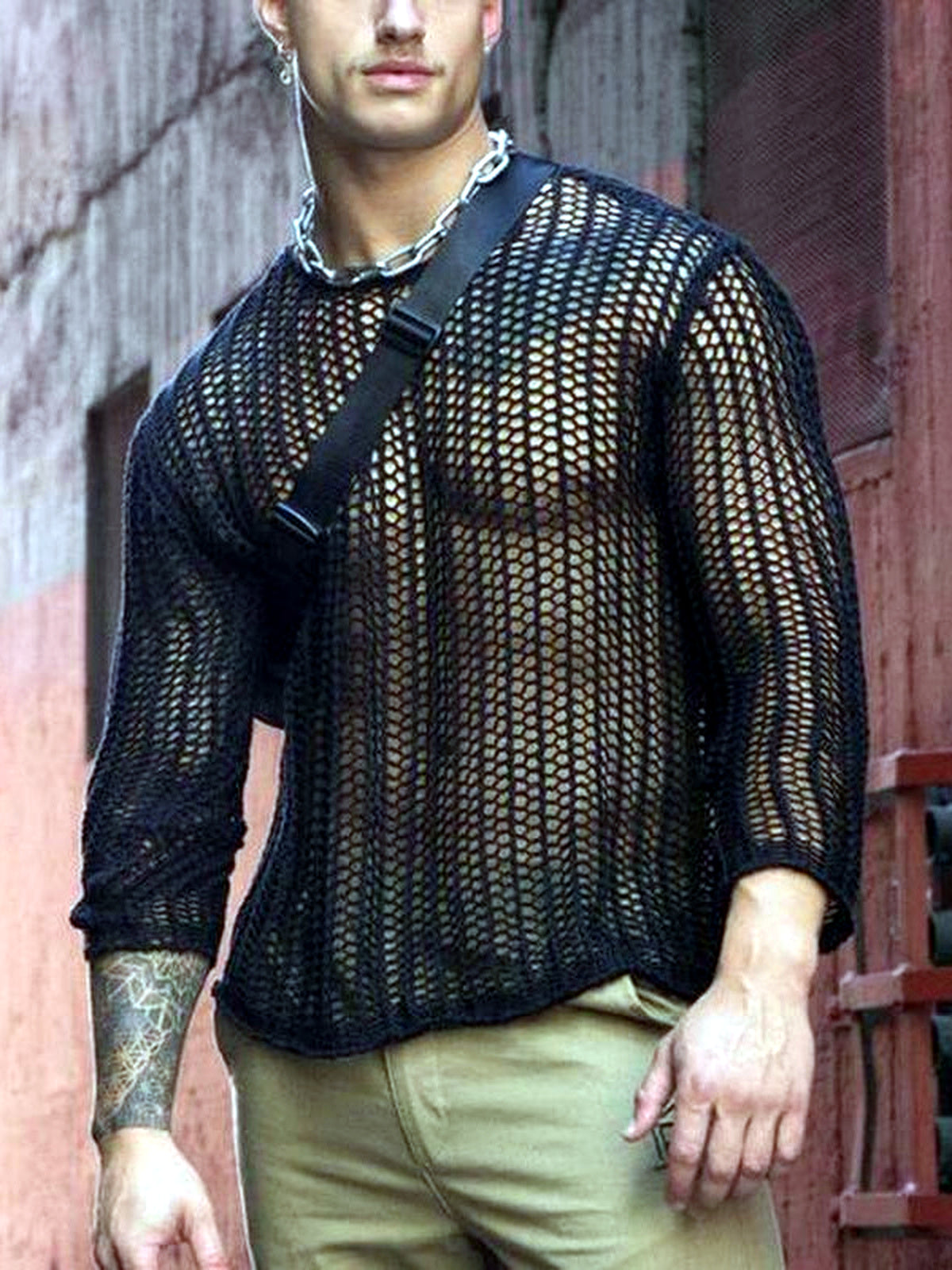 Men's Quick-Dry Henley Short Sleeve T-Shirt in Black - product view