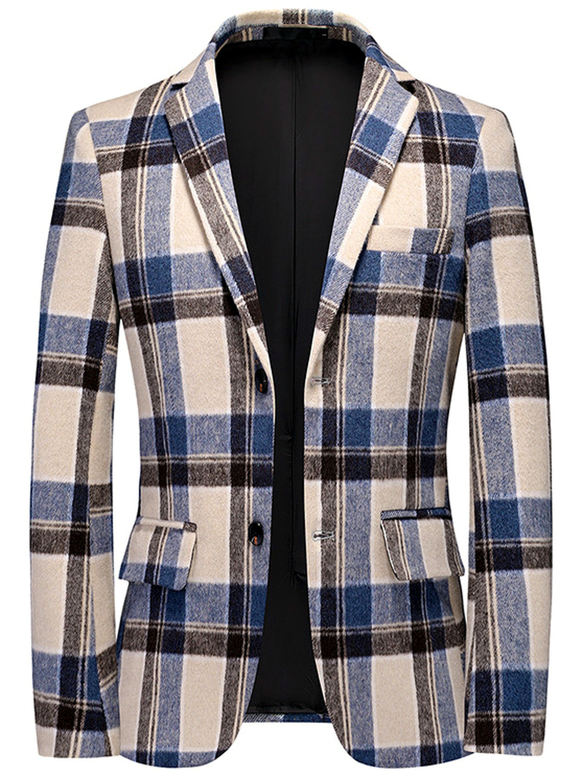 Men's Jacquard Blazer Suit Jacket One Button Party Banquet Formal Outfit in Blue - product view