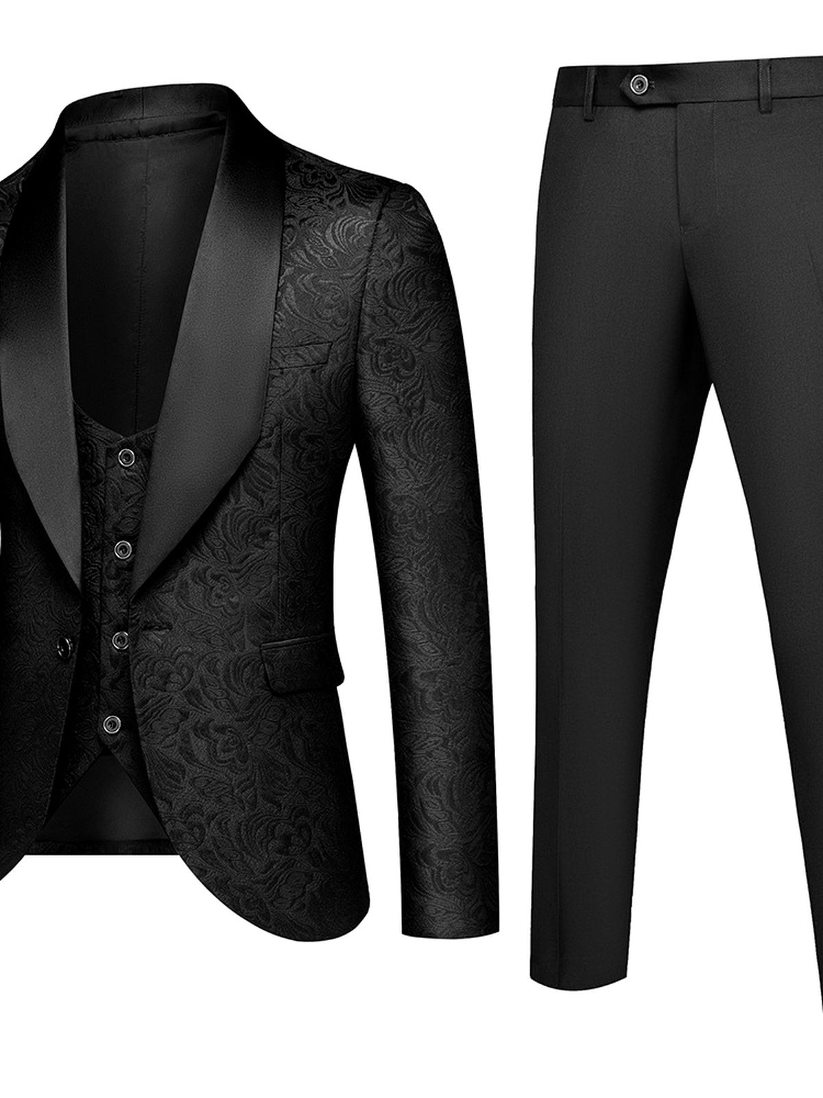 Men's Lightweight Business Blazer and Pants Set Casual Suit Outfit in Black - product view