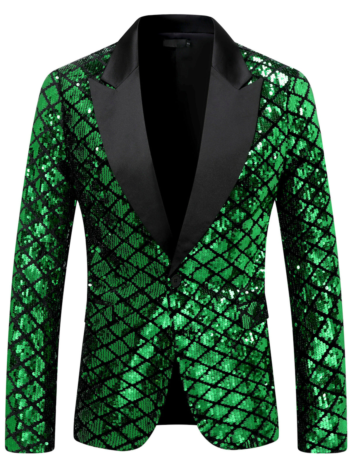 Men's Jacquard Blazer Suit Jacket One Button Party Banquet Formal Outfit in Green - product view