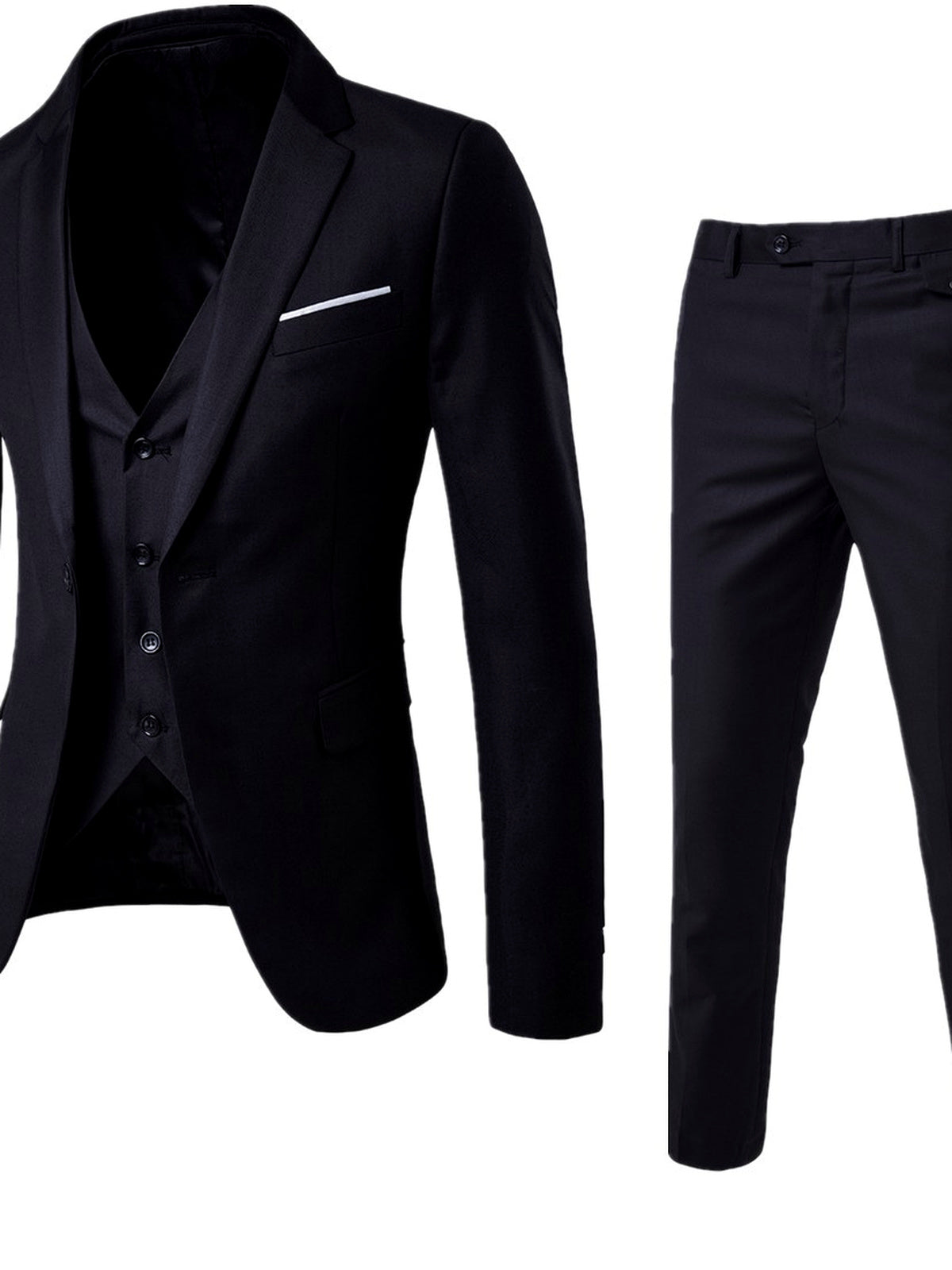 Men's Lightweight Business Blazer and Pants Set Casual Suit Outfit in Black - product view