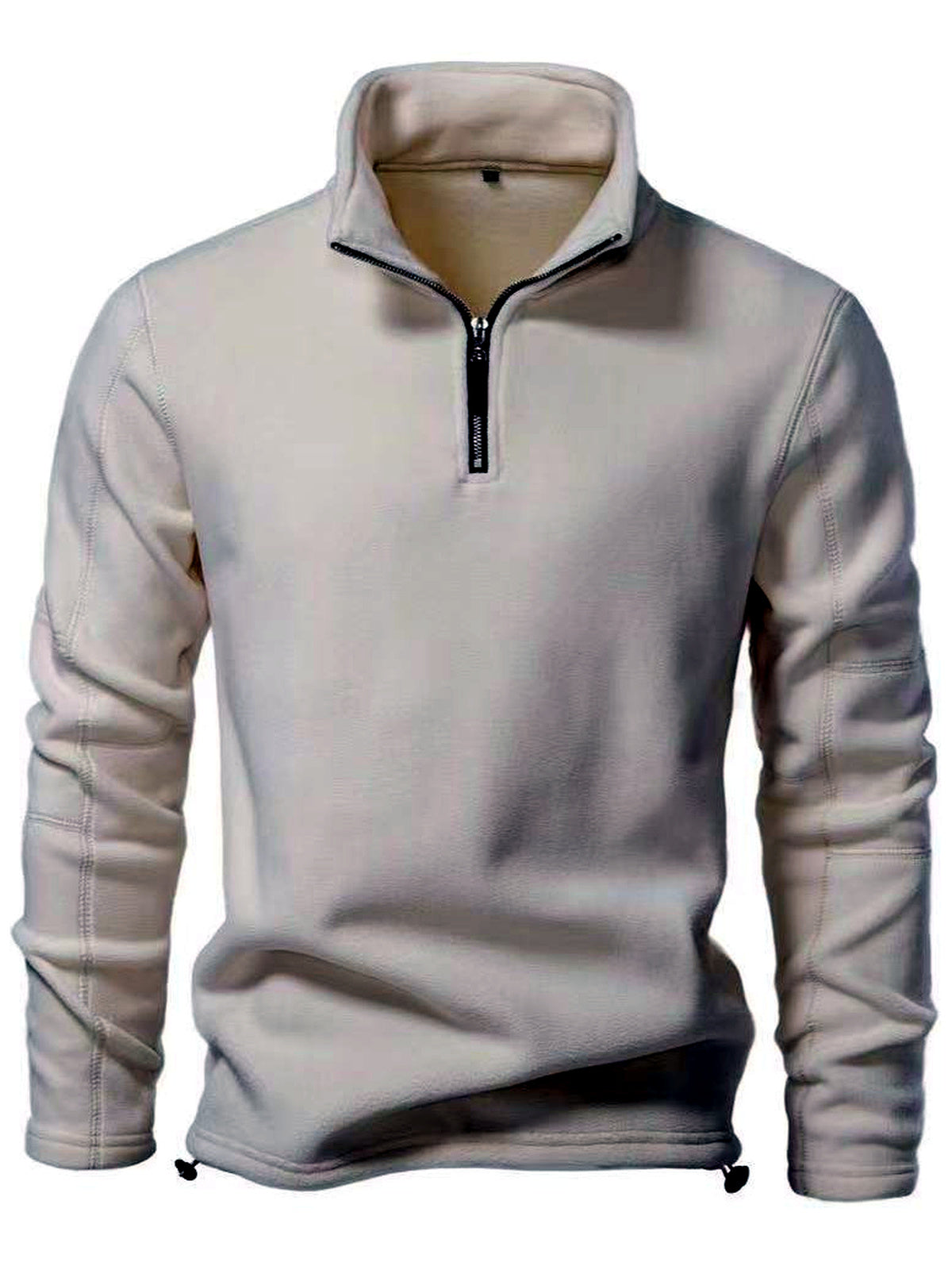 Men's Stand Collar Long Sleeve Sweatshirt Casual in White - product view