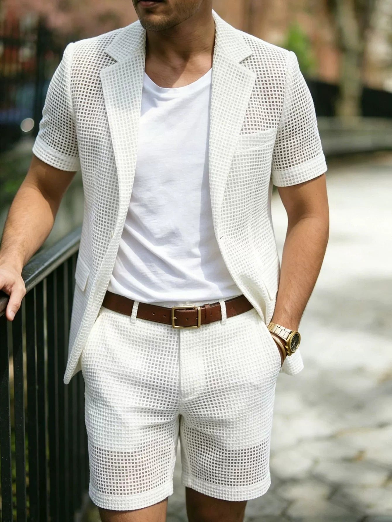 Men's Lightweight Business Blazer and Pants Set Casual Summer Suit Outfit product image