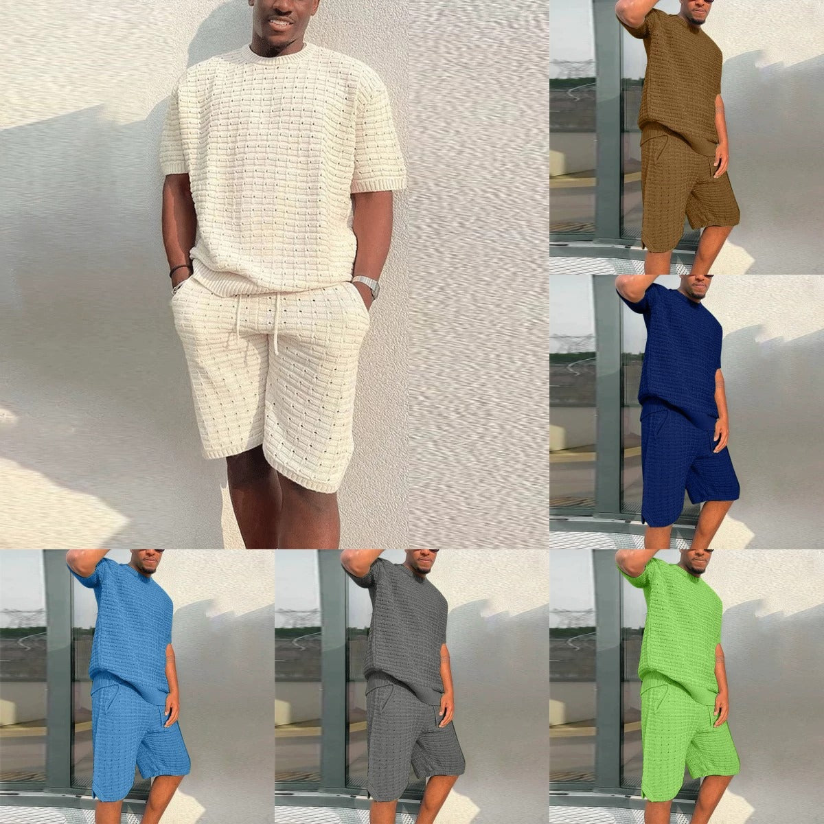 Men's Lyocell Cotton Casual Bermuda Shorts Elastic Waist Summer Shorts product image