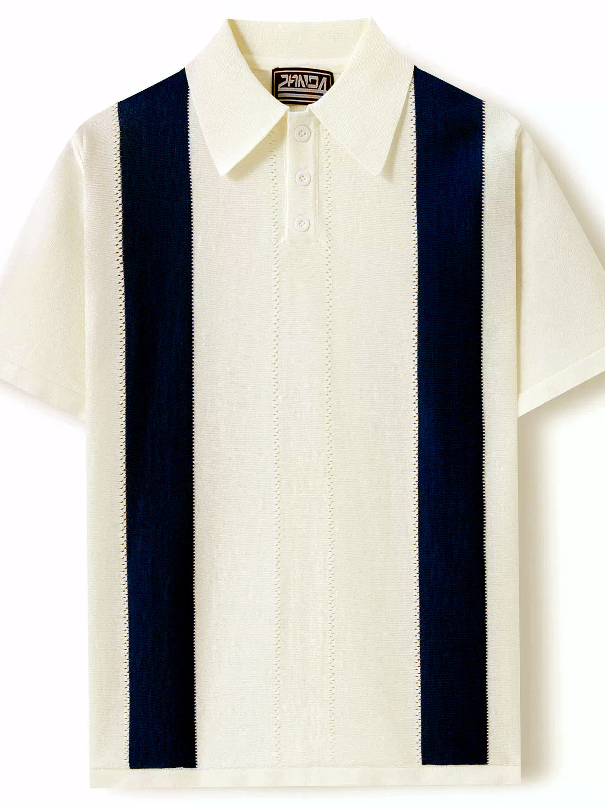 Men's Jacquard Knit Short Sleeve Polo Shirt Business Casual Summer Top - product detail view 1