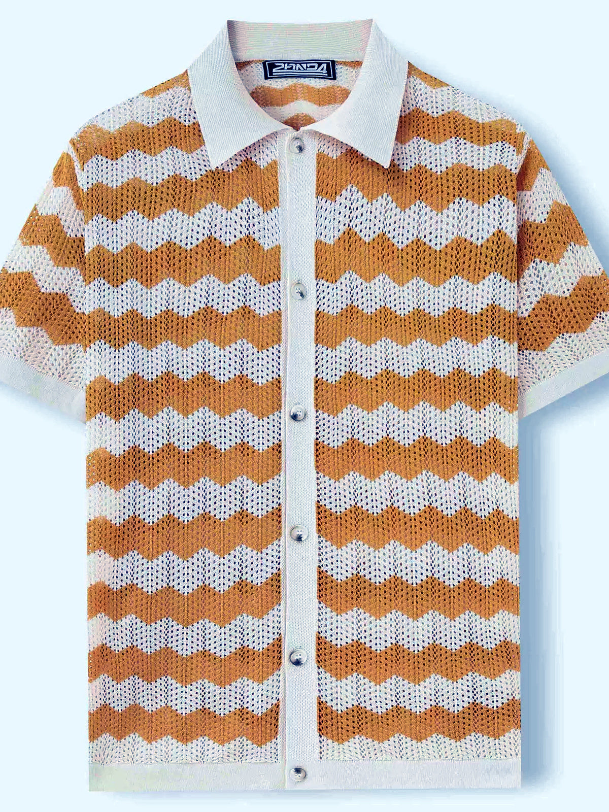 Men's Jacquard Knit Short Sleeve Polo Shirt Business Casual Summer Top - product detail view 1