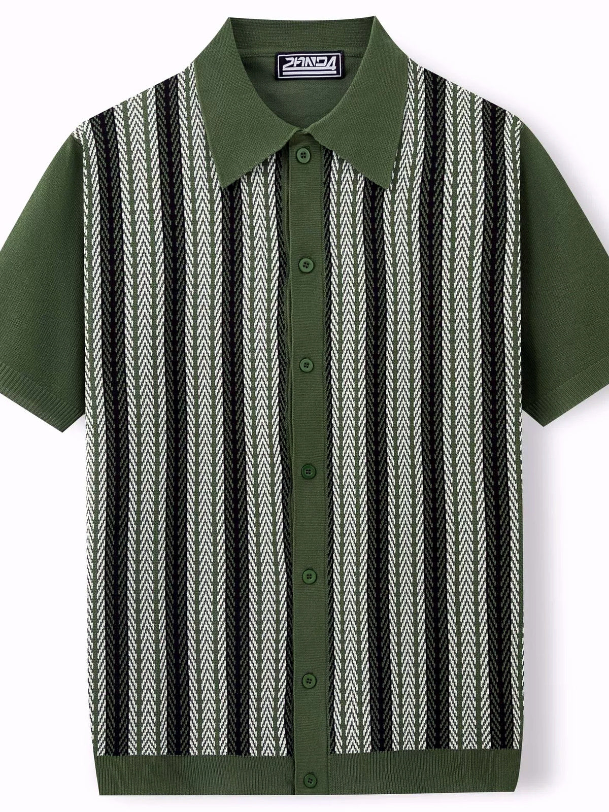 Men's Striped Jacquard Knit Short Sleeve Polo Shirt Business Casual Summer Top - product detail view 1