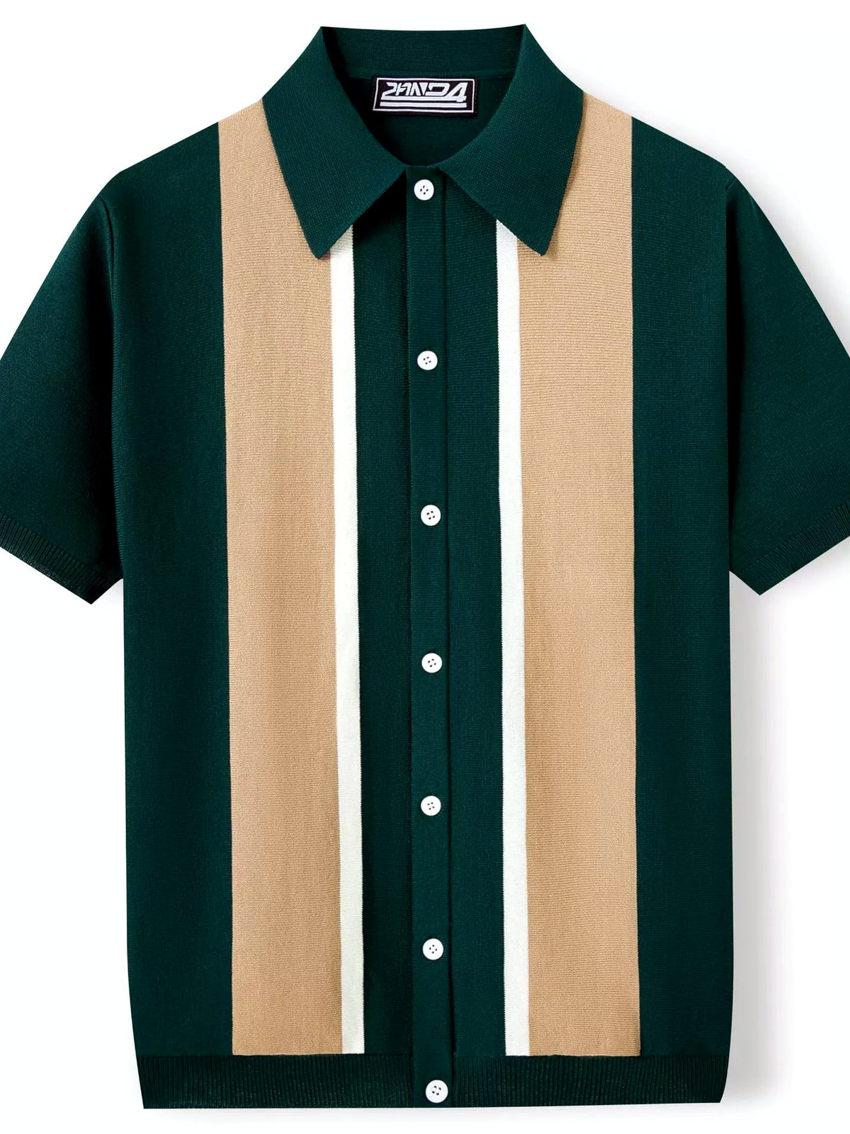Men's Jacquard Knit Short Sleeve Polo Shirt Business Casual Summer Top - product detail view 1