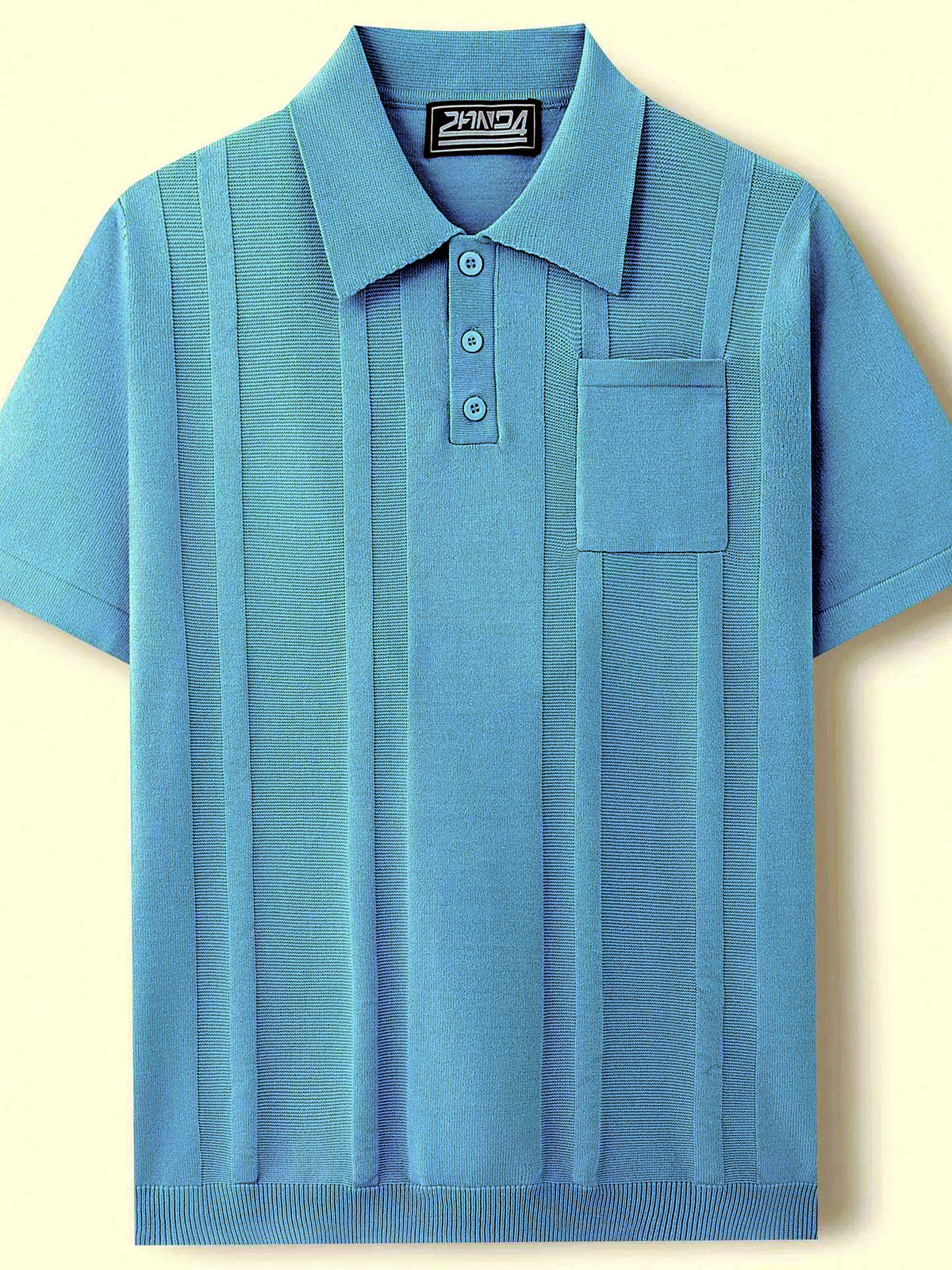 Men's Jacquard Knit Short Sleeve Polo Shirt Business Casual Summer Top - product detail view 1