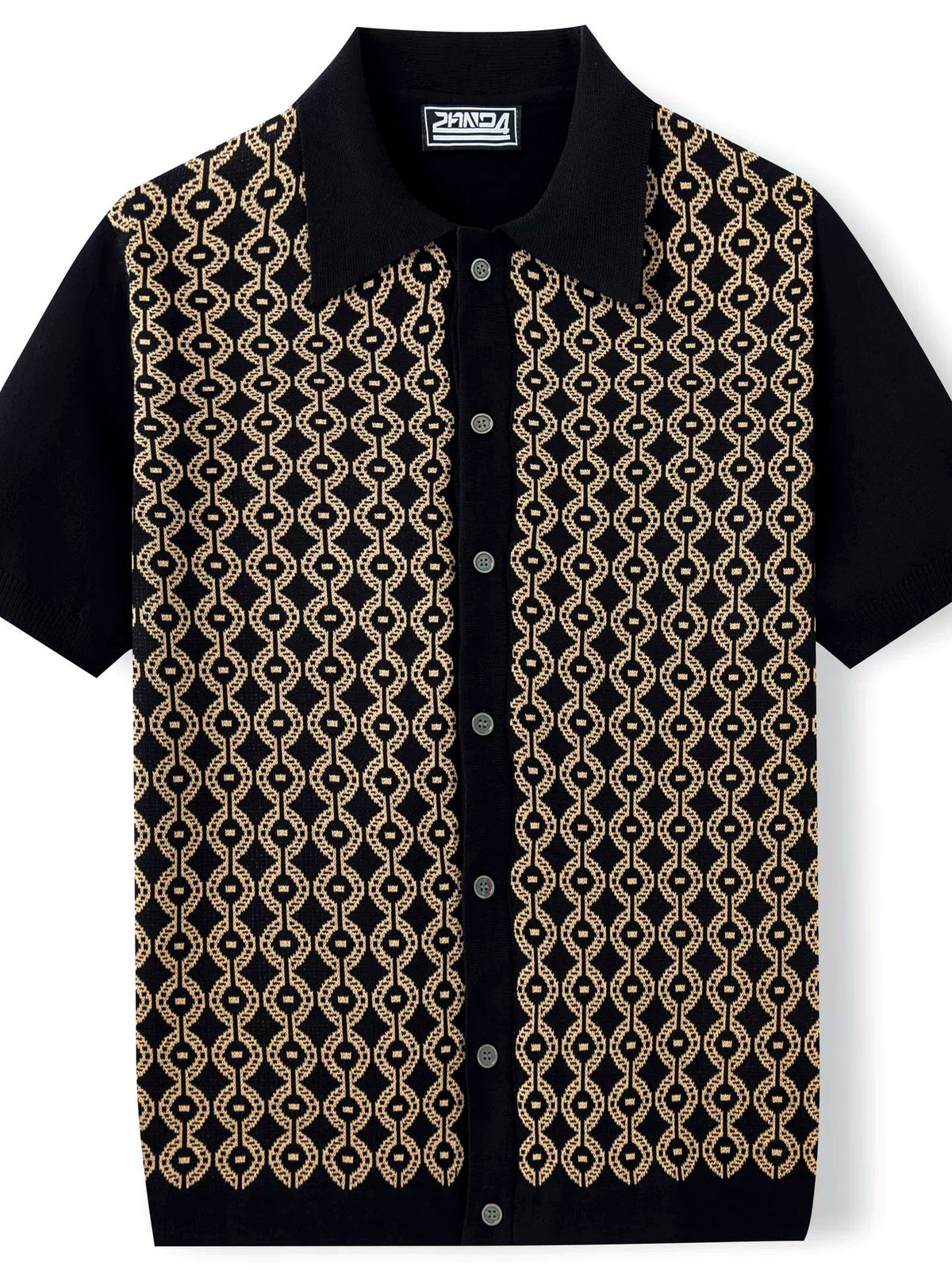 Men's Jacquard Knit Short Sleeve Polo Shirt Business Casual Summer Top - product detail view 1