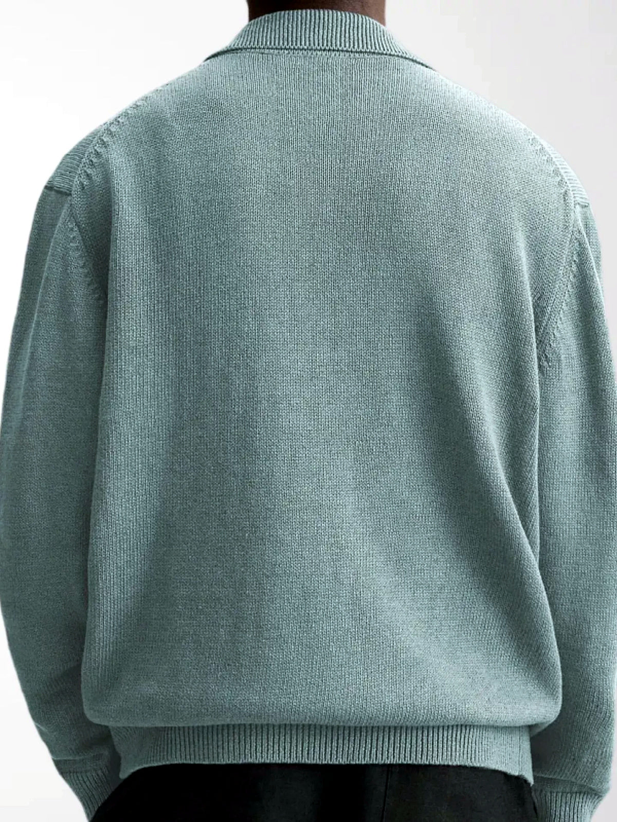 Men's Lapel Collar Open-Knit Lightweight Long Sleeve Knit Cardigan Casual Autumn - product detail view 2