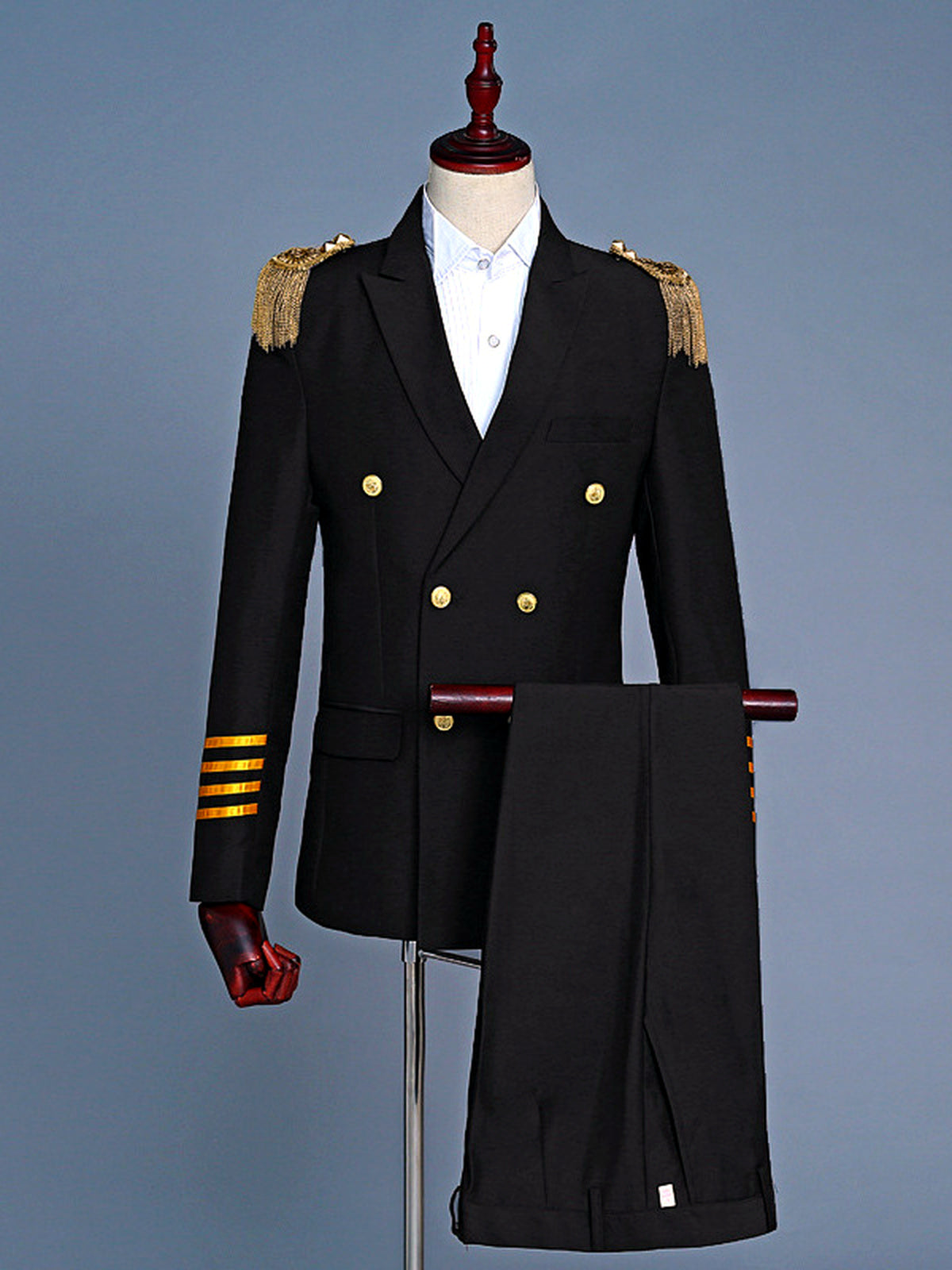 Men's Lightweight Business Blazer and Pants Set Casual Suit Outfit in Black - product view