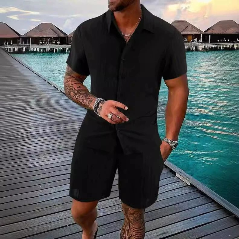 Men's Lyocell Cotton Casual Bermuda Shorts Elastic Waist Summer Shorts product image
