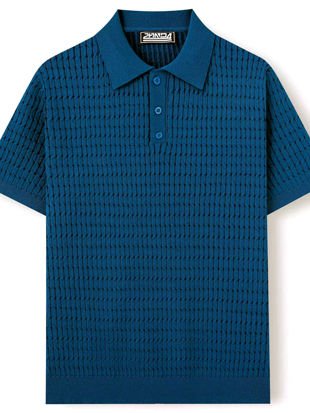 Men's Jacquard Knit Short Sleeve Polo Shirt Business Casual Summer Top - product detail view 1