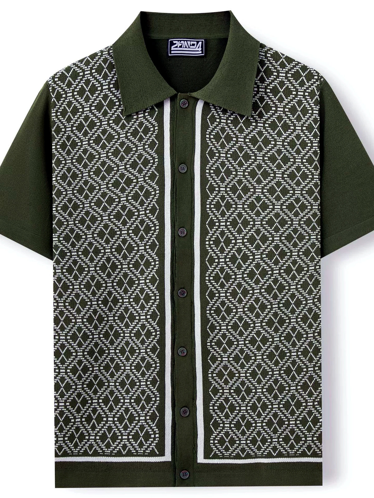 Men's Jacquard Knit Short Sleeve Polo Shirt Business Casual Summer Top - product detail view 1