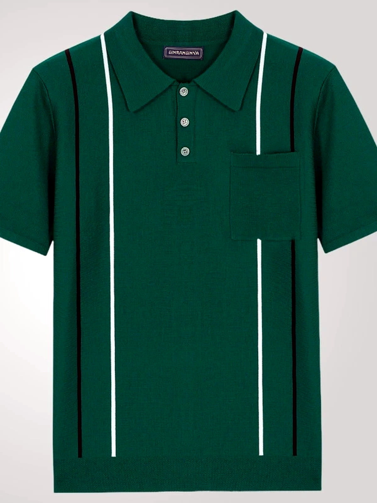 Men's Striped Jacquard Knit Short Sleeve Polo Shirt Business Casual Summer Top - product detail view 1