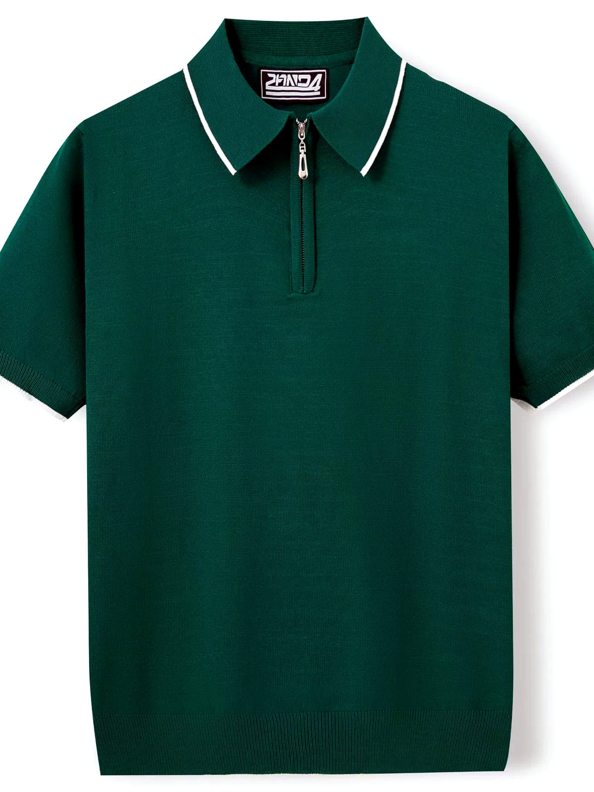 Men's Jacquard Knit Short Sleeve Polo Shirt Business Casual Summer Top - product detail view 1