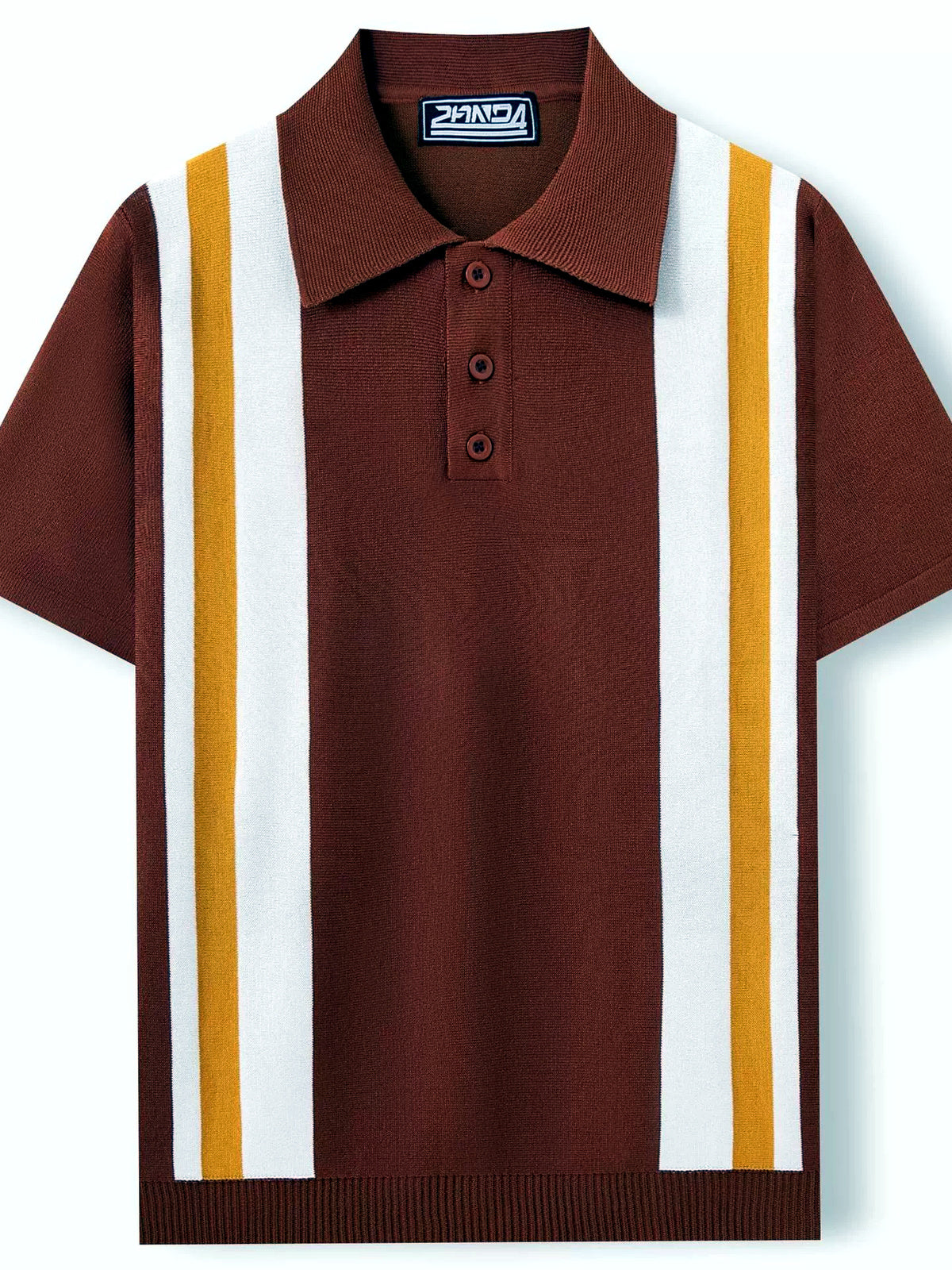 Men's Striped Jacquard Knit Short Sleeve Polo Shirt Business Casual Summer Top - product detail view 1