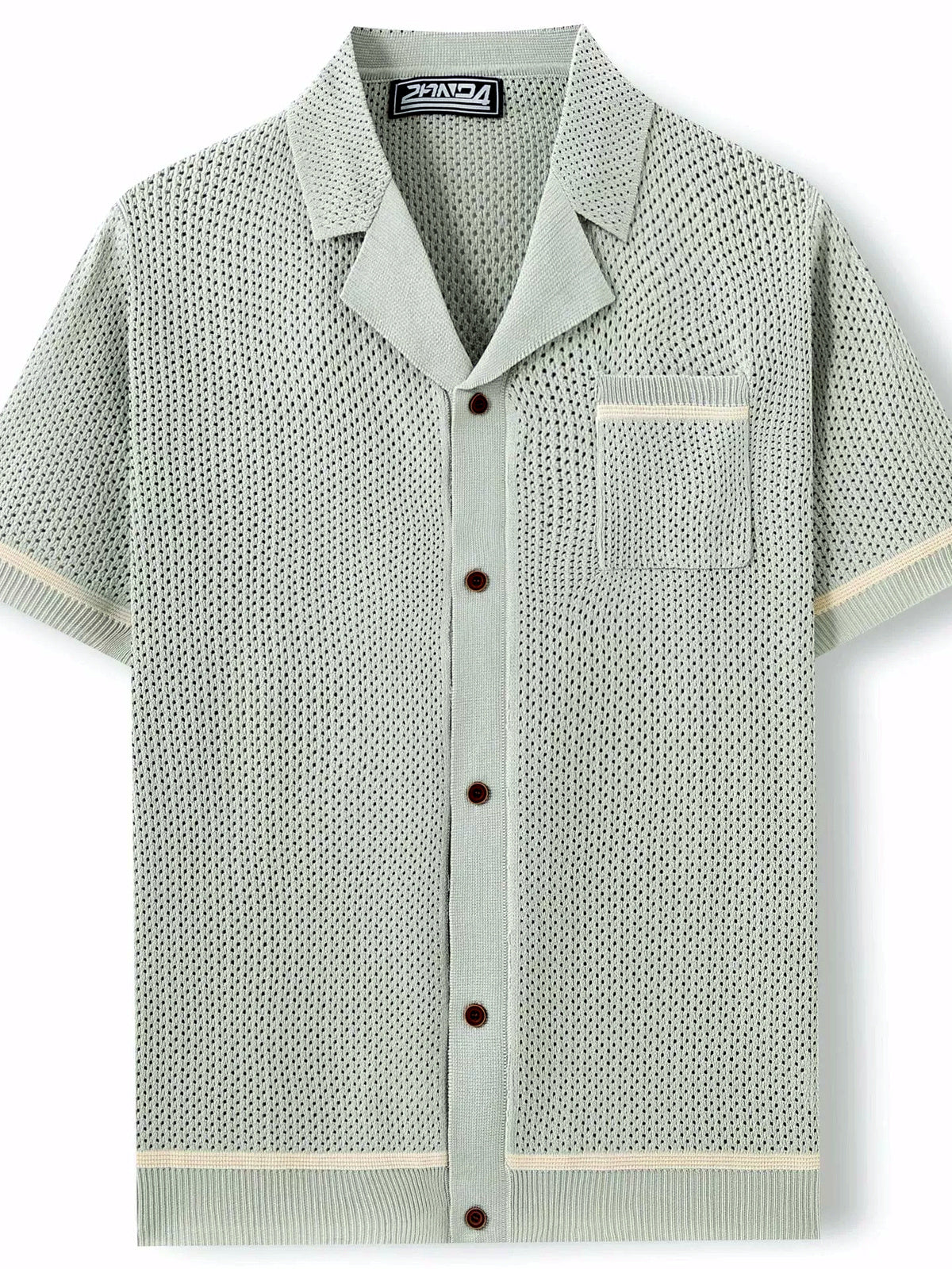 Men's Jacquard Knit Short Sleeve Polo Shirt Business Casual Summer Top - product detail view 1