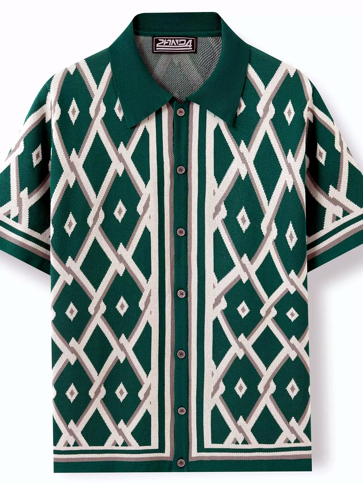Men's Jacquard Knit Short Sleeve Polo Shirt Business Casual Summer Top - product detail view 1