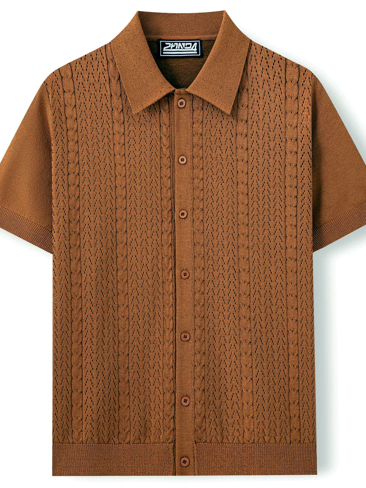 Men's Jacquard Knit Short Sleeve Polo Shirt Business Casual Summer Top - product detail view 2