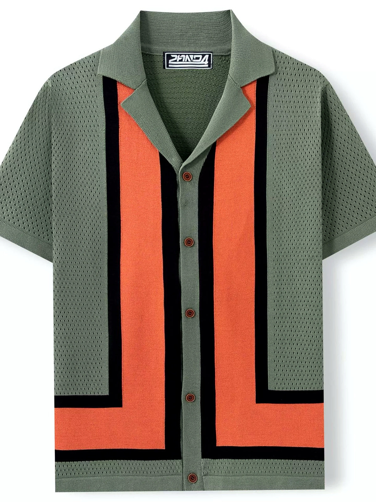 Men's Striped Jacquard Knit Short Sleeve Polo Shirt Business Casual Summer Top - product detail view 2
