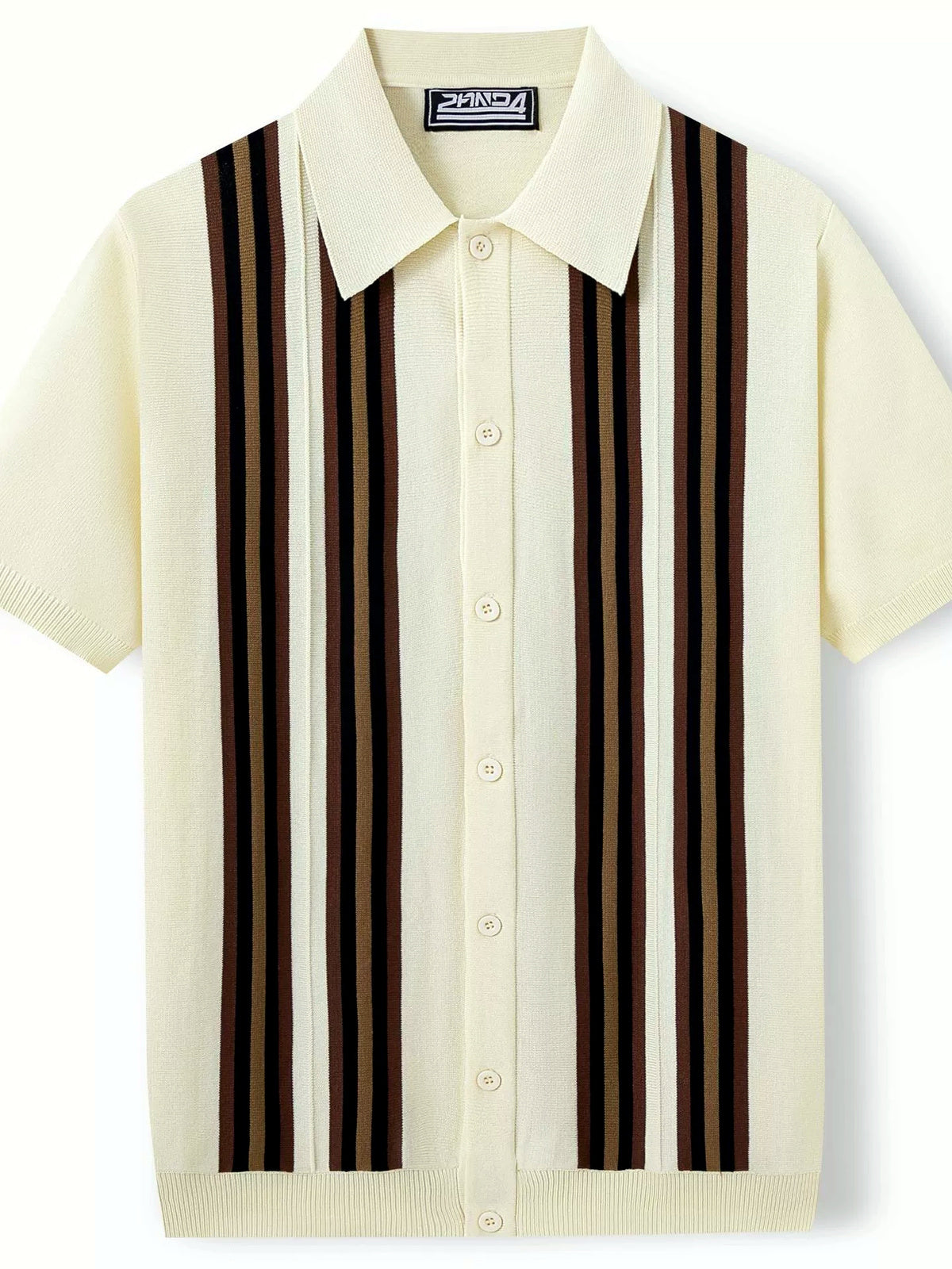 Men's Jacquard Knit Short Sleeve Polo Shirt Business Casual Summer Top - product detail view 2